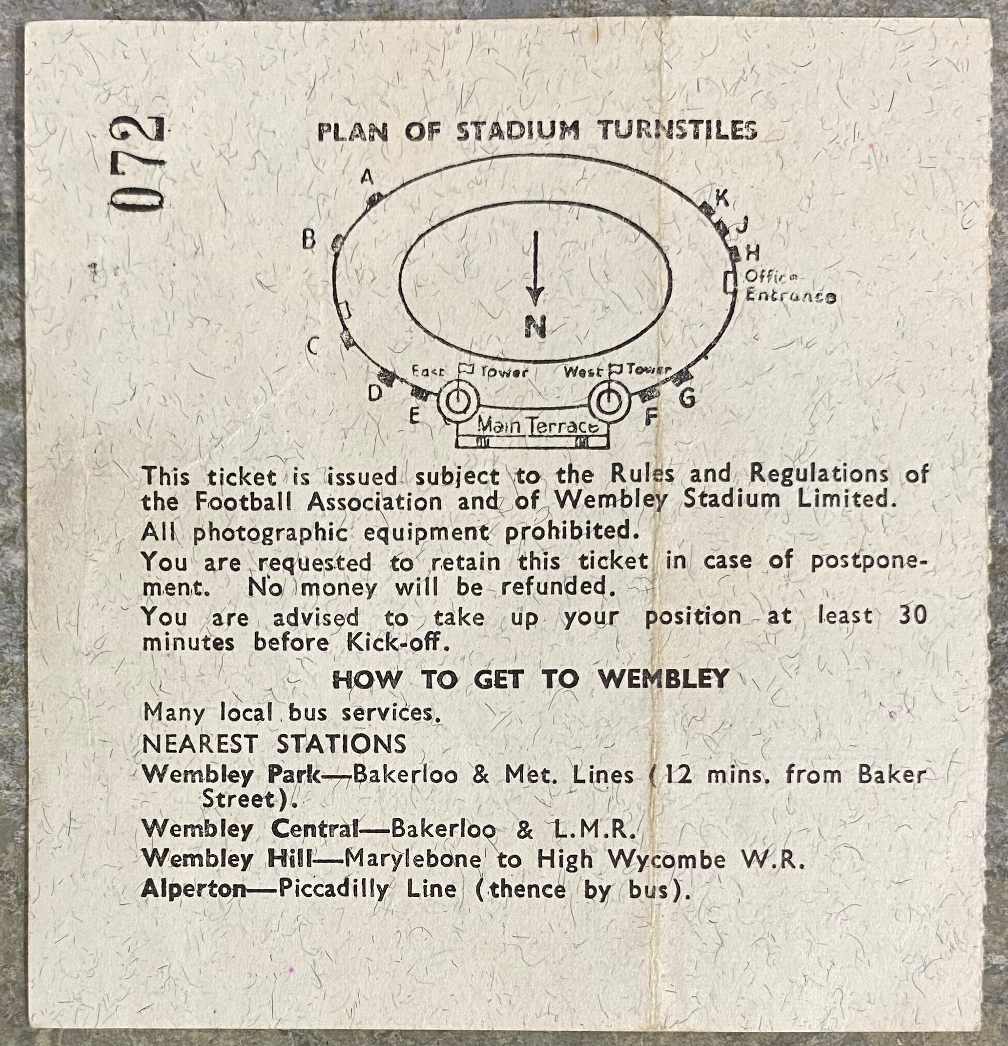 1966 ORIGINAL WORLD CUP SEMI  FINAL TICKET ENGLAND V PORTUGAL @ WEMBLEY