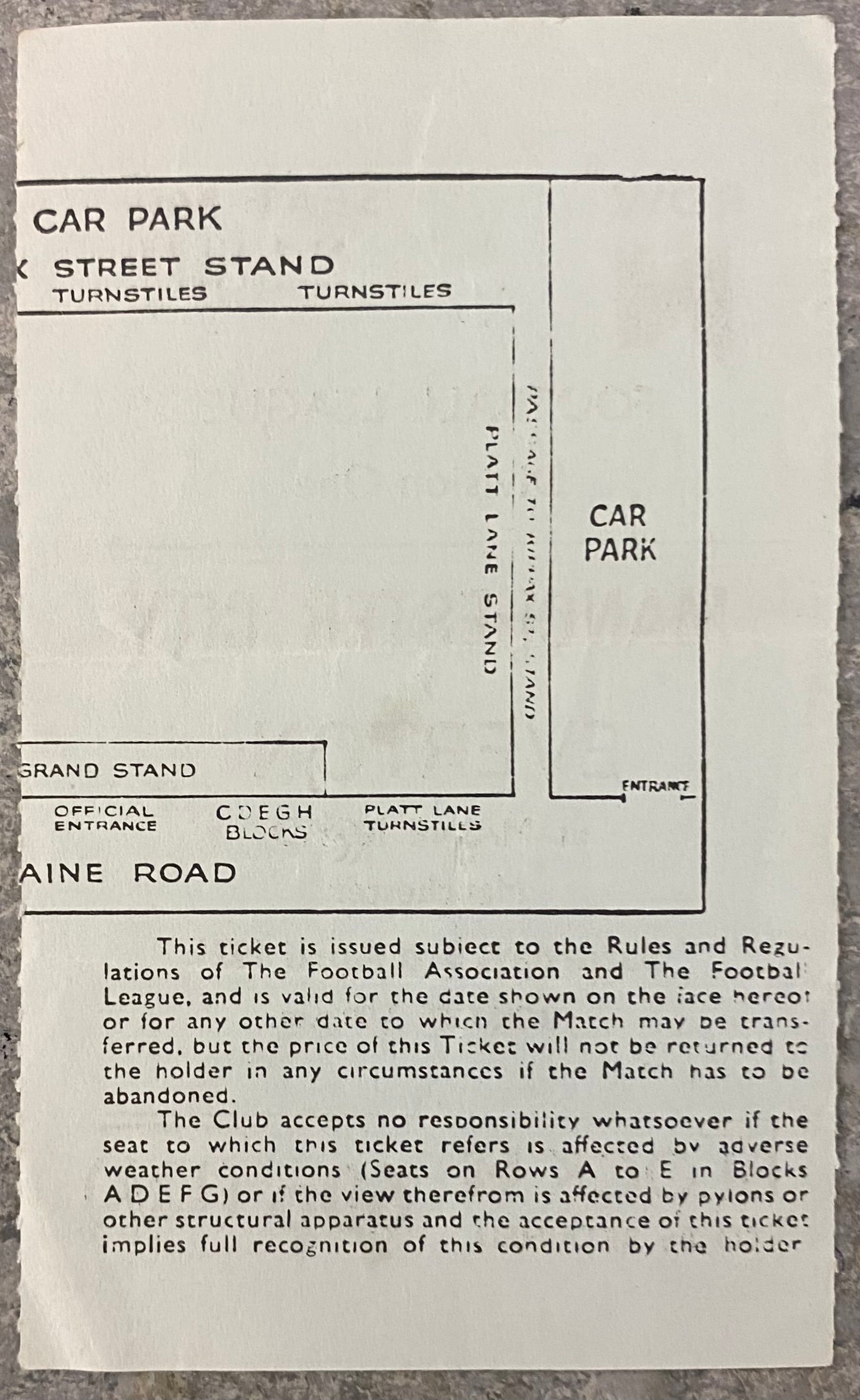 1970/71 ORIGINAL DIVISION 1 TICKET MANCHESTER CITY V EVERTON