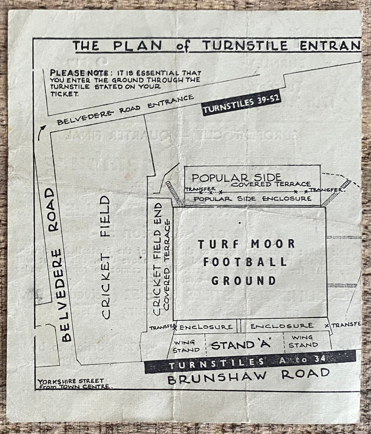 1960/61 ORIGINAL EUROPEAN CUP QUARTER FINAL 1ST LEG TICKET BURNLEY V HAMBURG SV