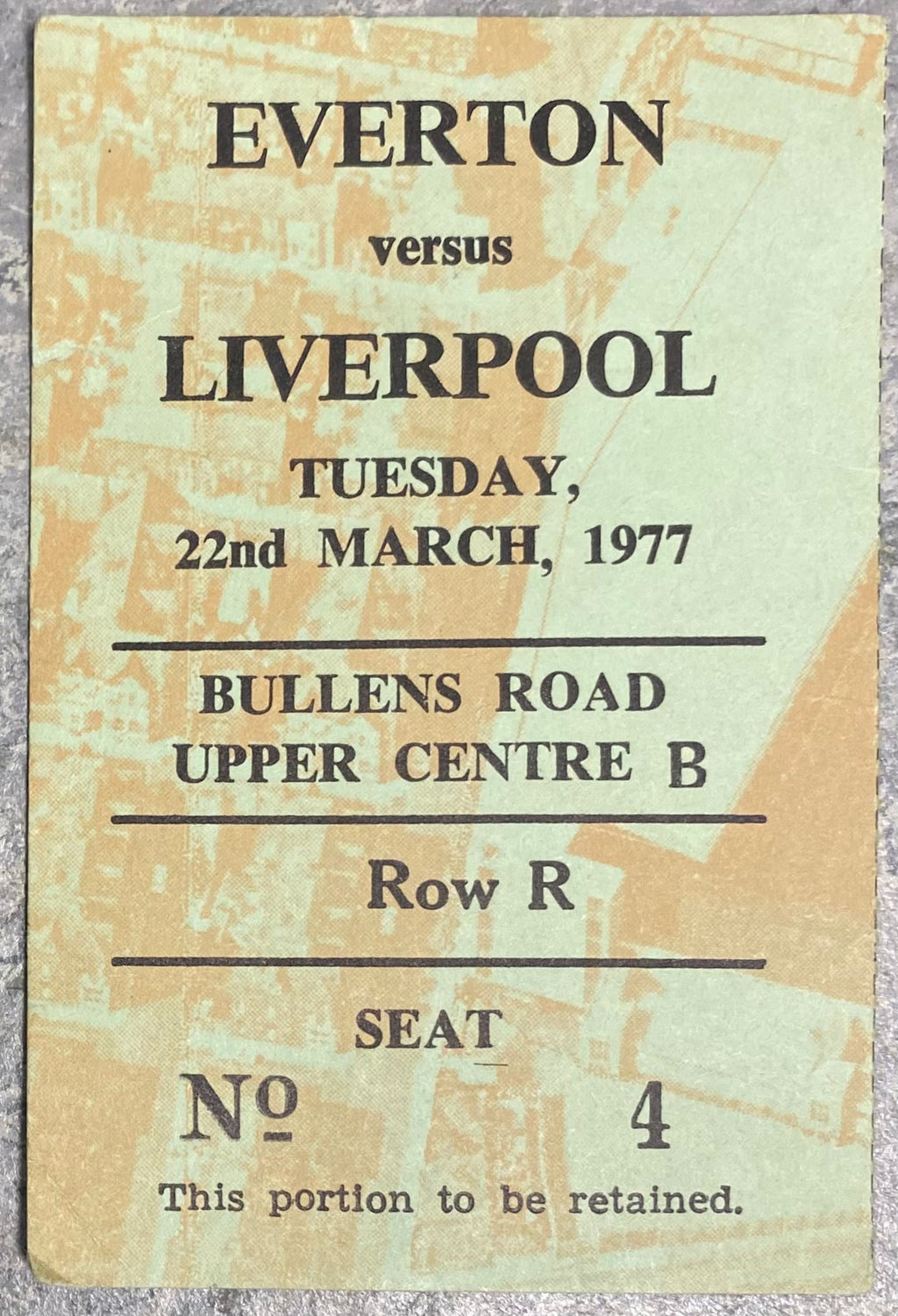 1976/77 ORIGINAL DIVISION ONE TICKET EVERTON V LIVERPOOL