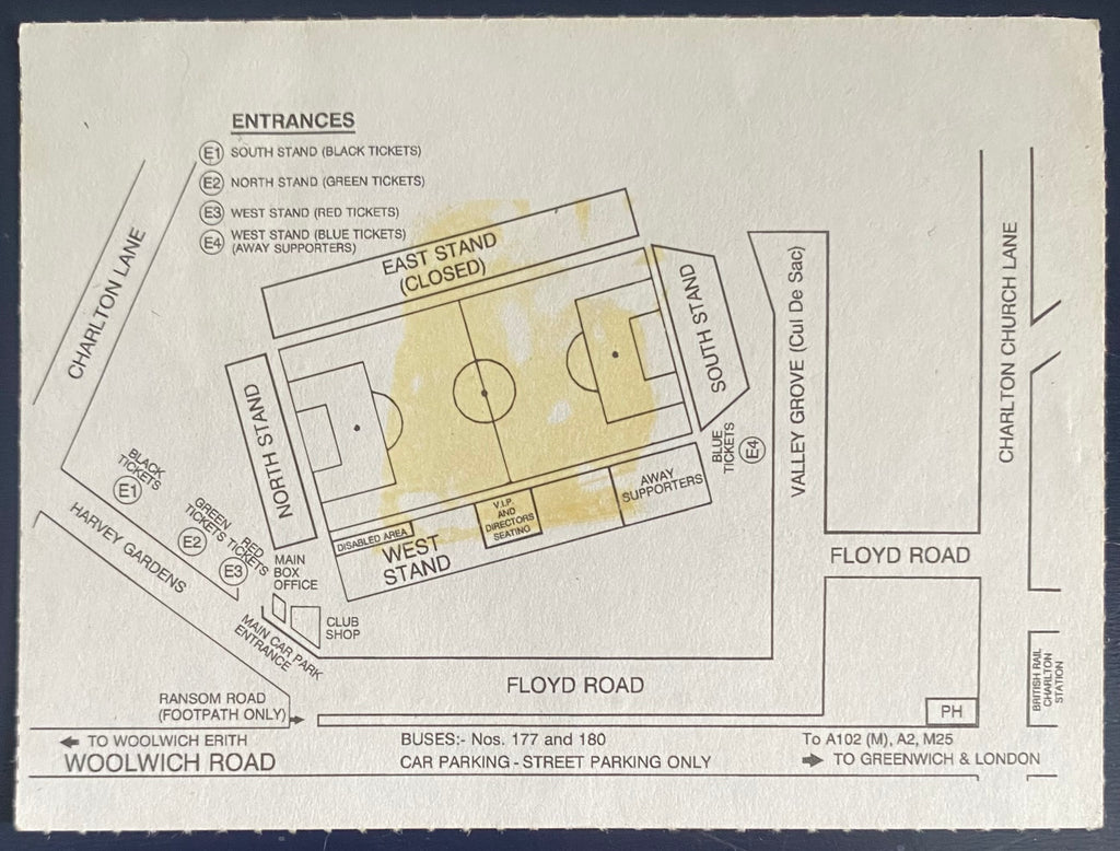 1992/93 ORIGINAL DIVISION 1 TICKET CHARLTON ATHLETIC V PORTSMOUTH
