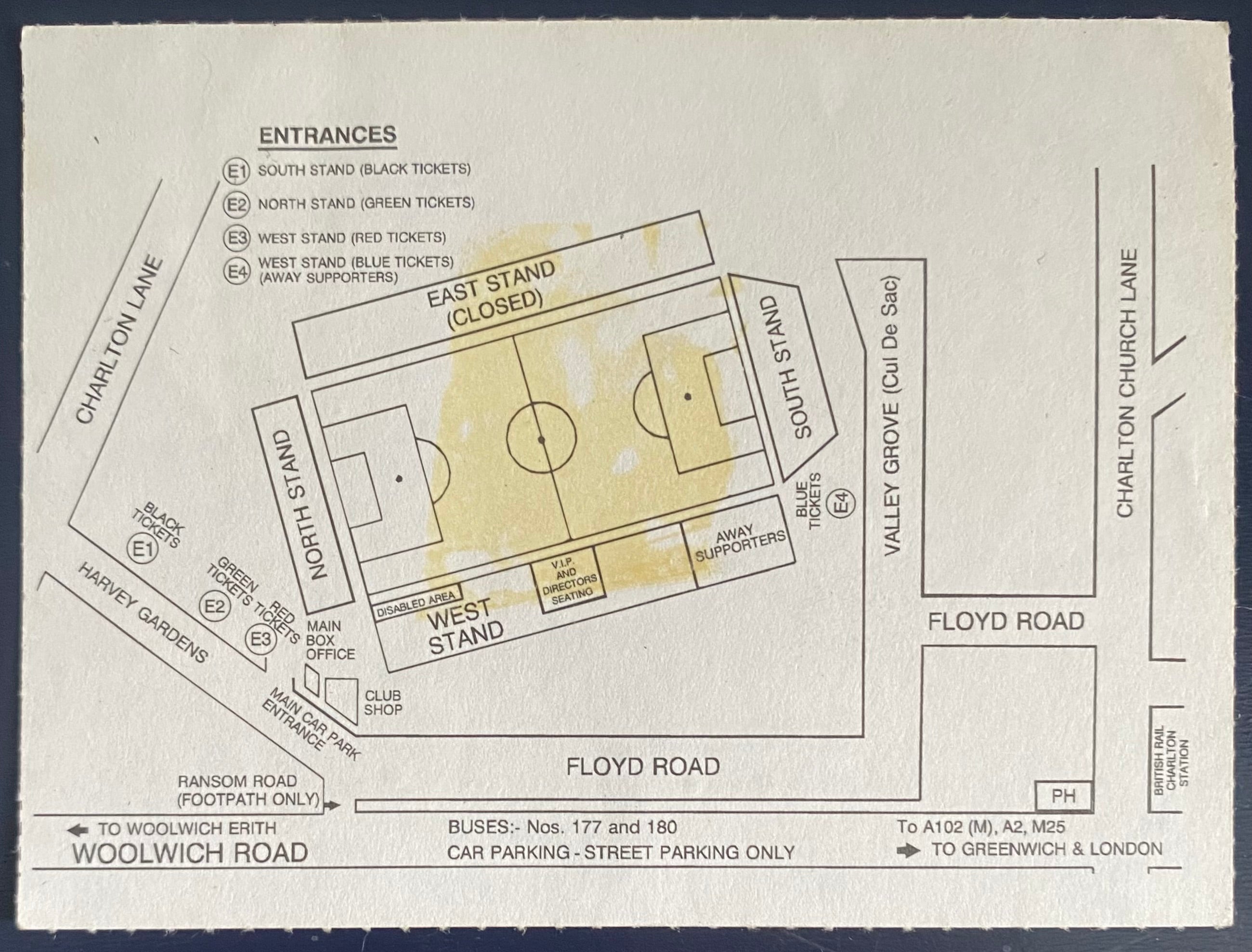 1992/93 ORIGINAL DIVISION 1 TICKET CHARLTON ATHLETIC V PORTSMOUTH