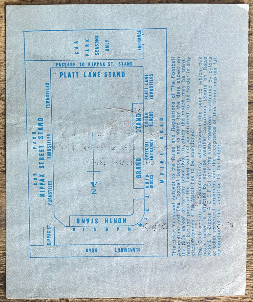 1976/77 ORIGINAL DIVISION 1 TICKET MANCHESTER CITY V DERBY COUNTY