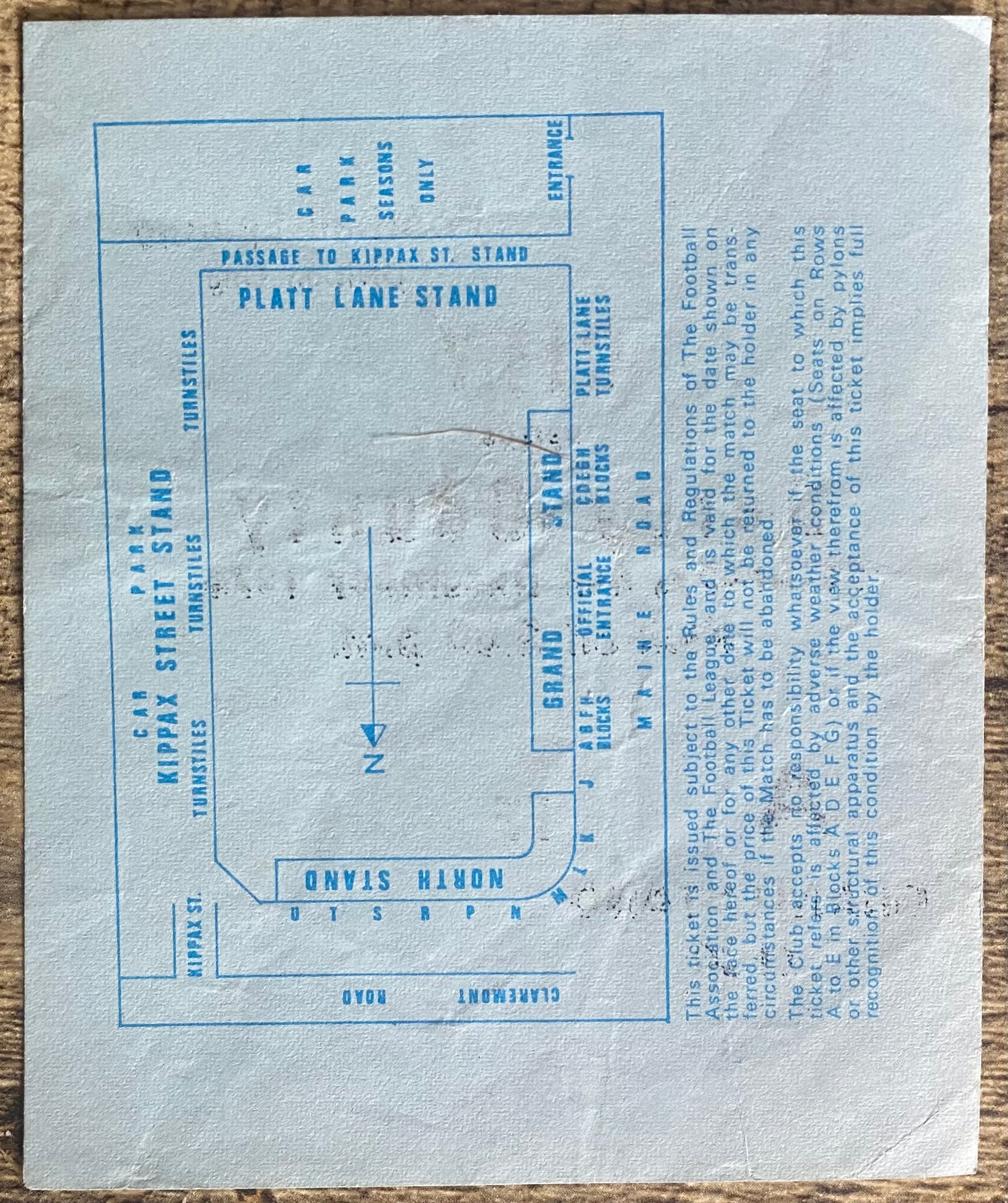 1976/77 ORIGINAL DIVISION 1 TICKET MANCHESTER CITY V DERBY COUNTY