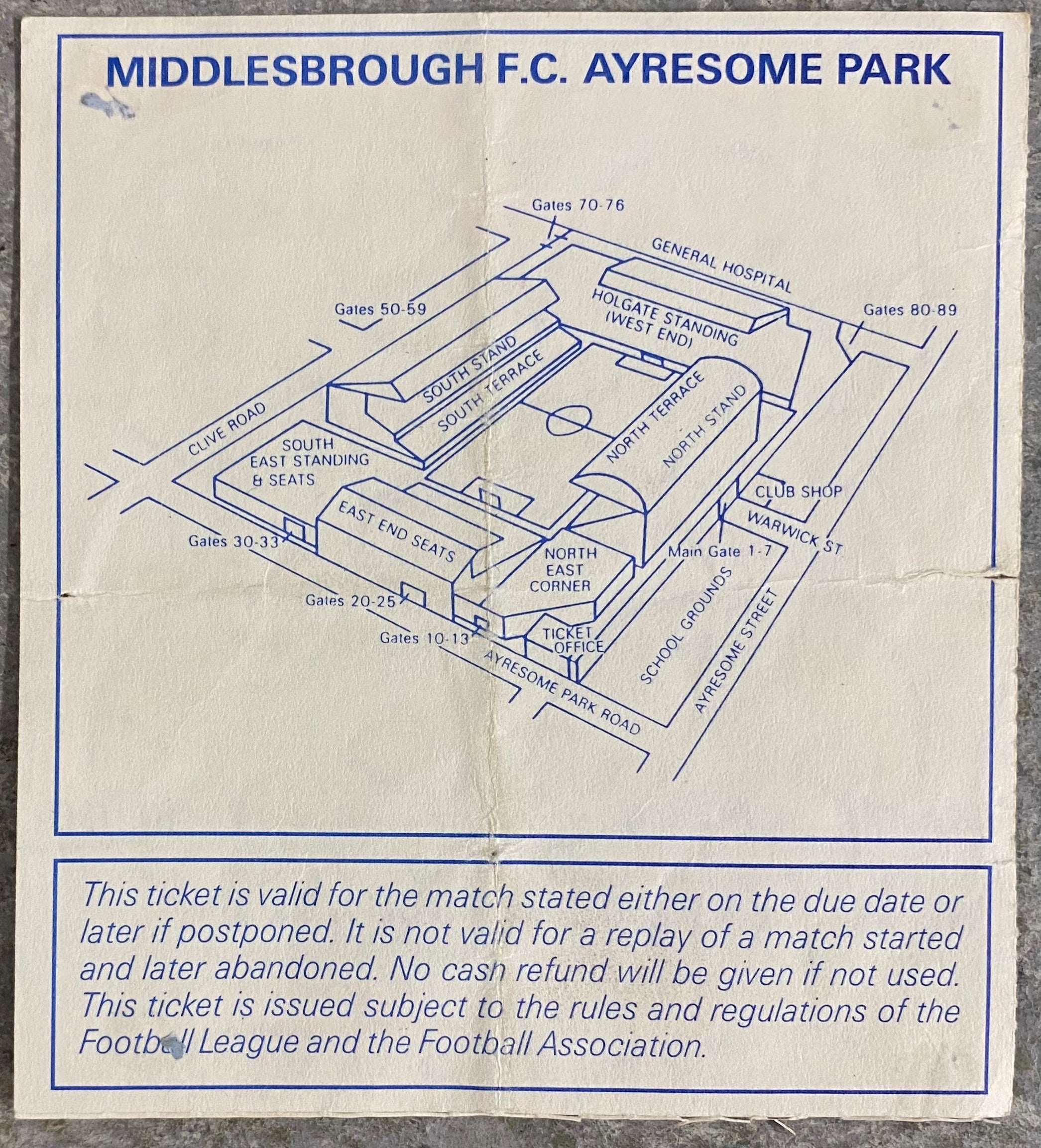 1992/93 ORIGINAL PREMIER LEAGUE TICKET MIDDLESBROUGH V QUEENS PARK RANGERS