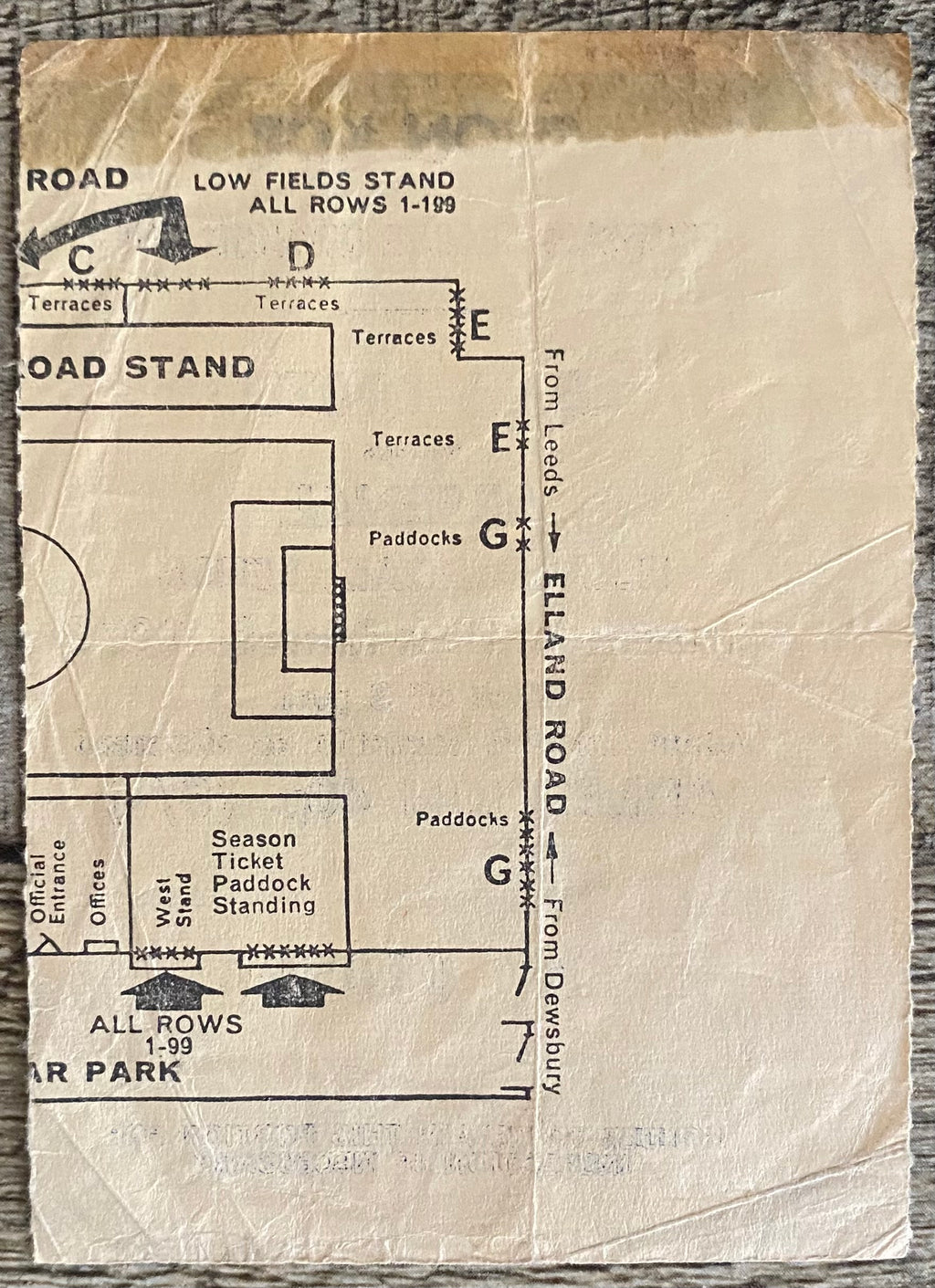 1971/72 ORIGINAL DIVISION ONE TICKET LEEDS UNITED V ARSENAL