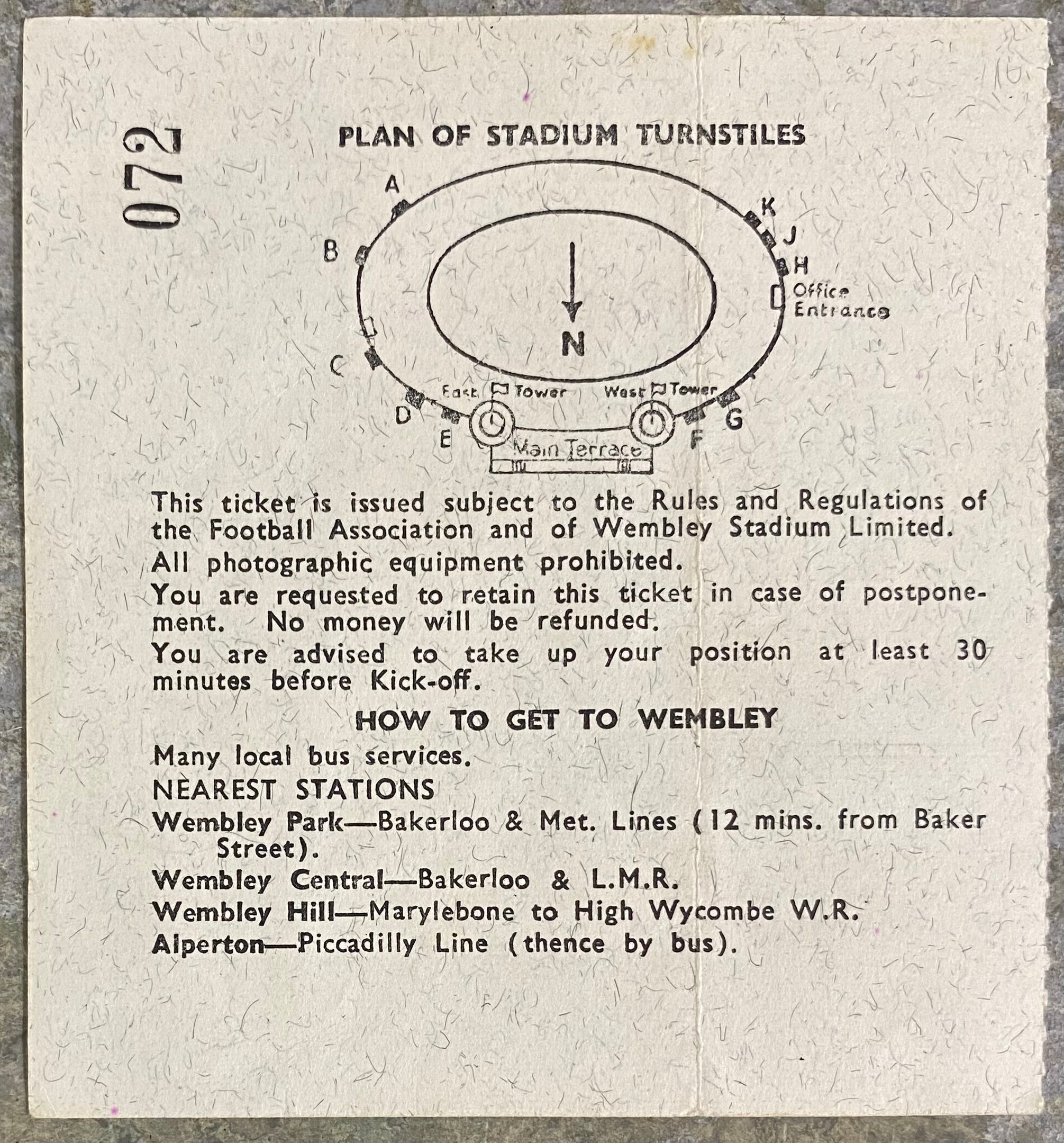 1966 ORIGINAL WORLD CUP 3RD PLACE PLAY OFF TICKET PORTUGAL V SOVIET UNION @ WEMBLEY