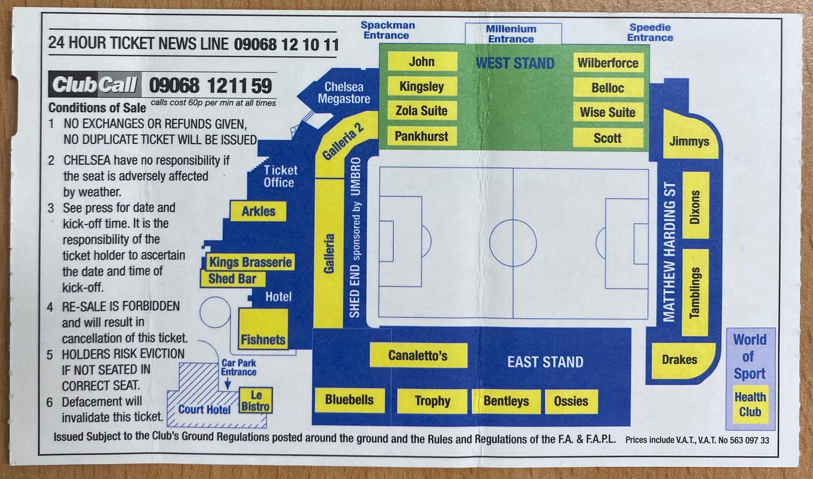 2002/03 ORIGINAL FA CUP 3RD ROUND TICKET CHELSEA V MIDDLESBROUGH