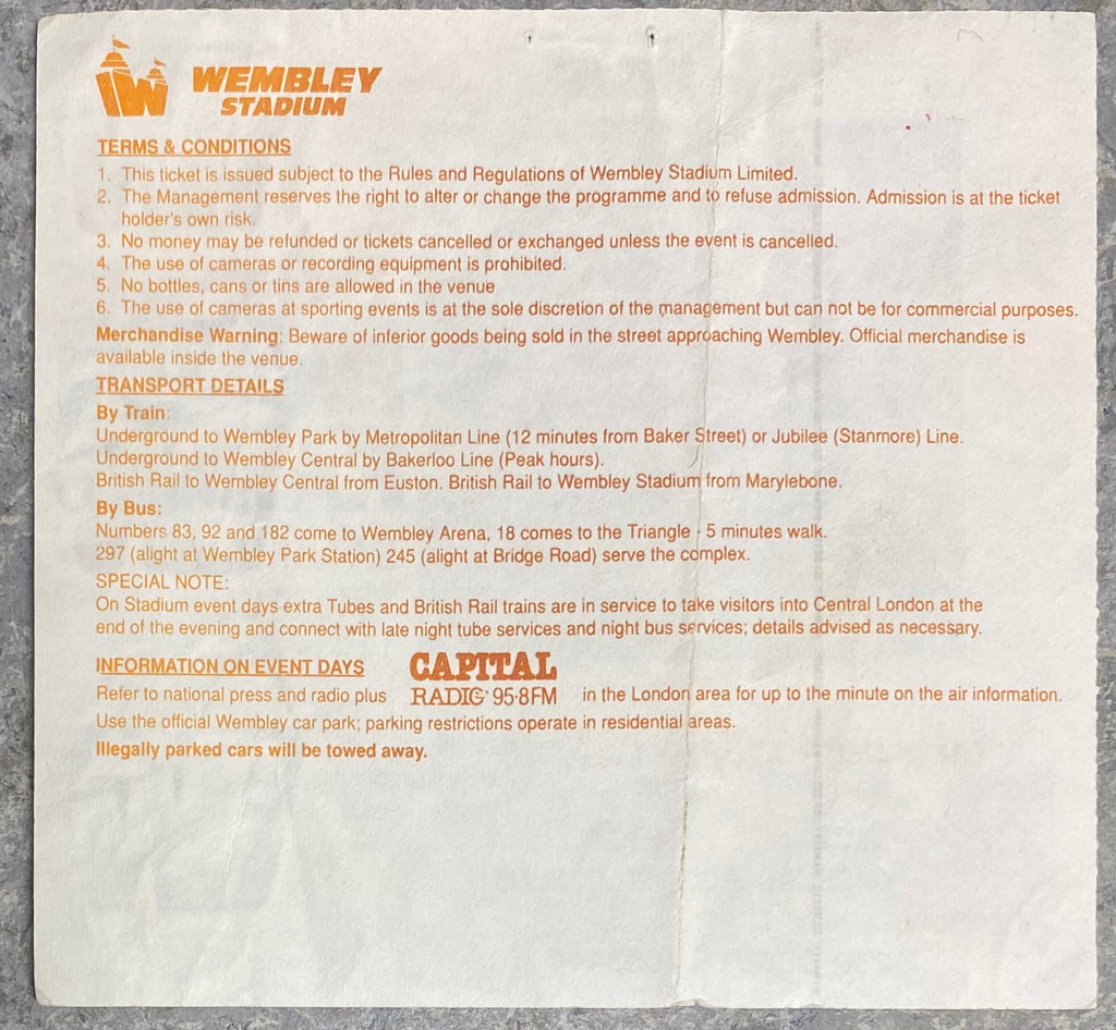 1991 ORIGINAL CHARITY SHIELD TICKET ARSENAL V TOTTENHAM HOTSPUR