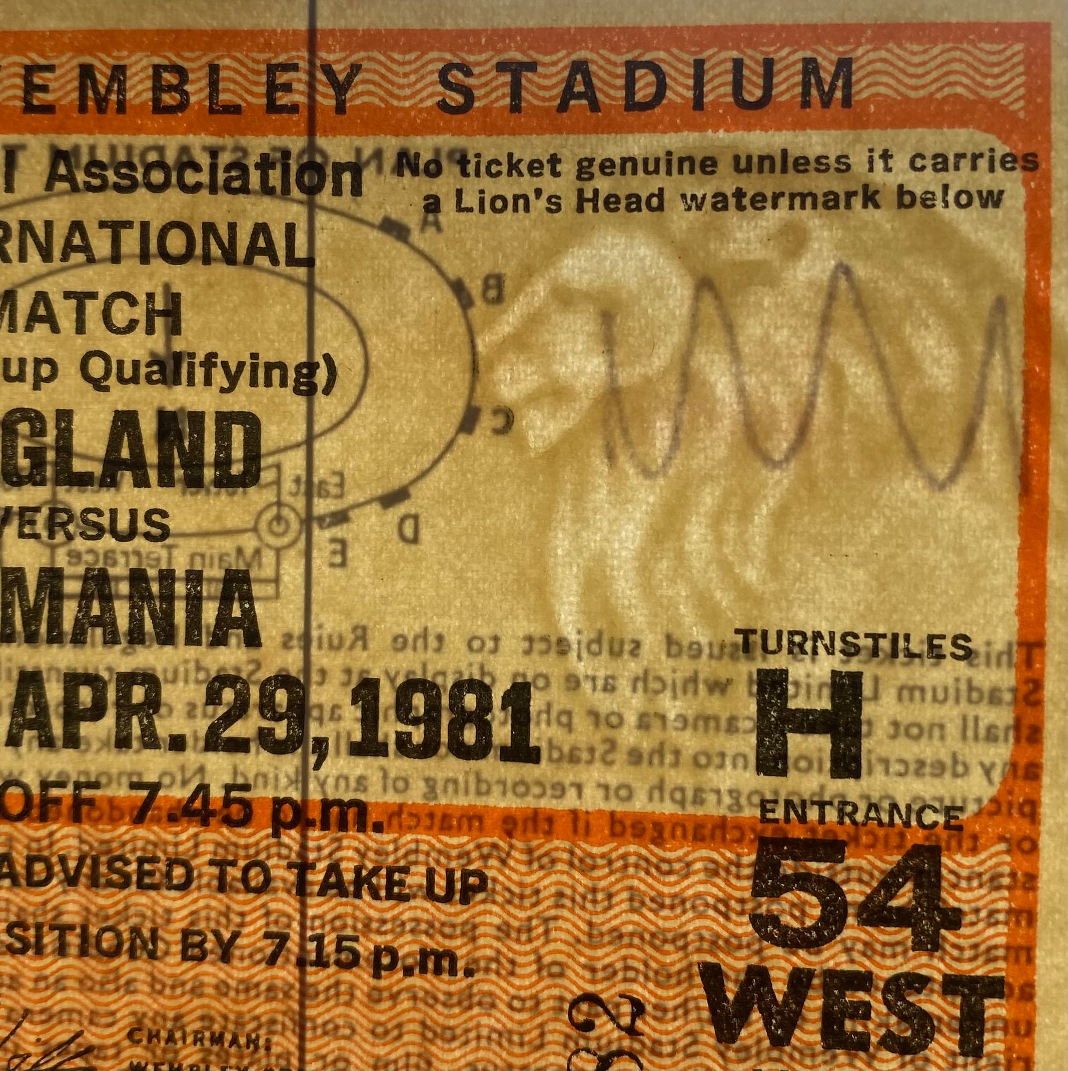 1981 ORIGINAL WORLD CUP QUALIFYING TICKET ENGLAND V ROMANIA