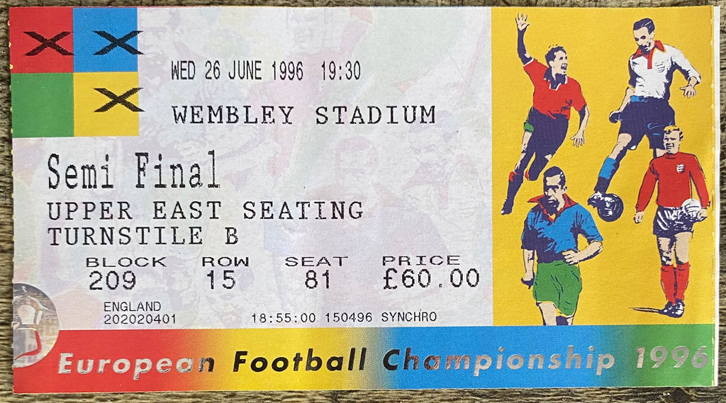 1996 ORIGINAL EUROPEAN CHAMPIONSHIPS EURO 96 SEMI FINAL TICKET ENGLAND V GERMANY @ WEMBLEY