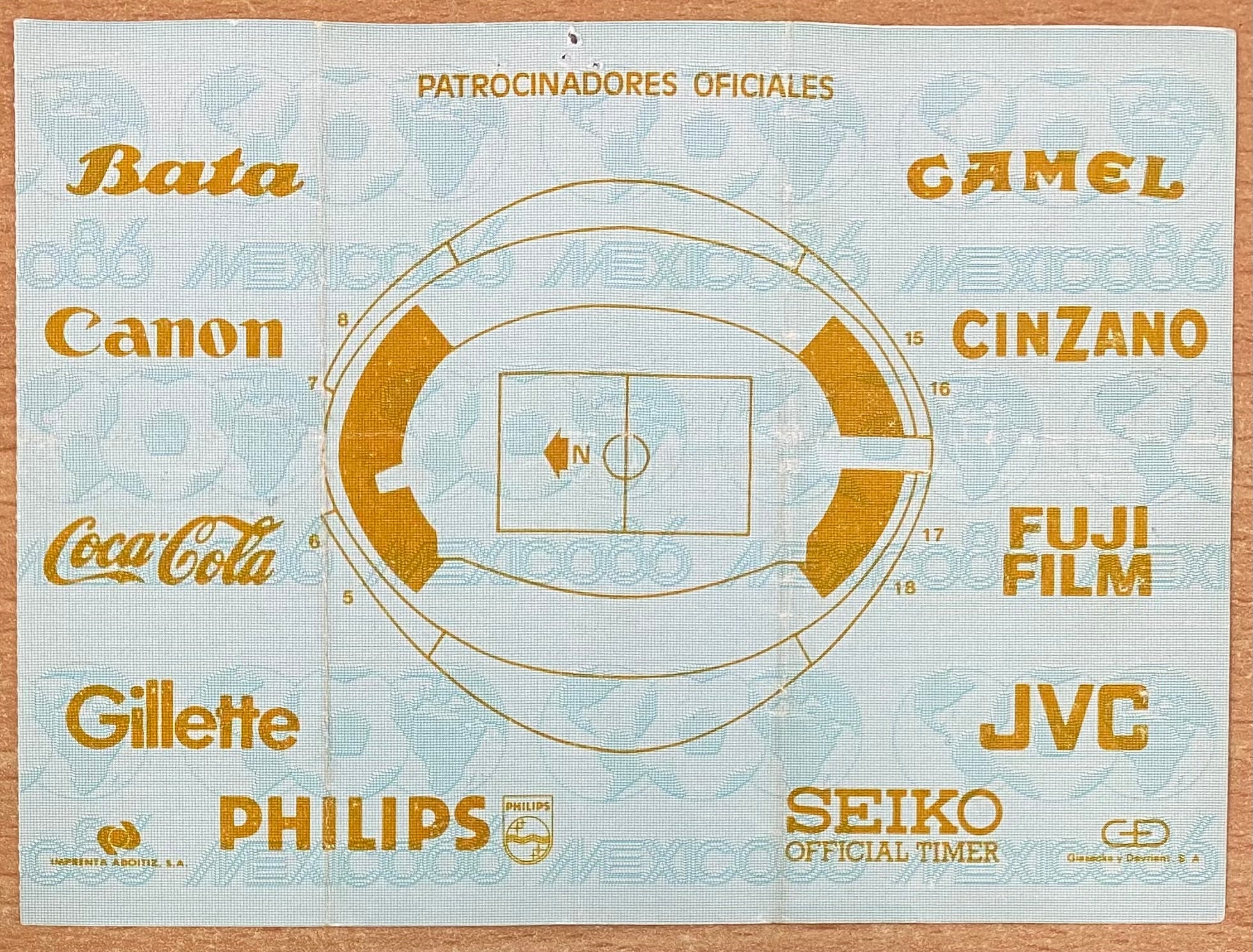 1986 ORIGINAL WORLD CUP 2ND ROUND TICKET ITALY V FRANCE @ MEXICO CITY