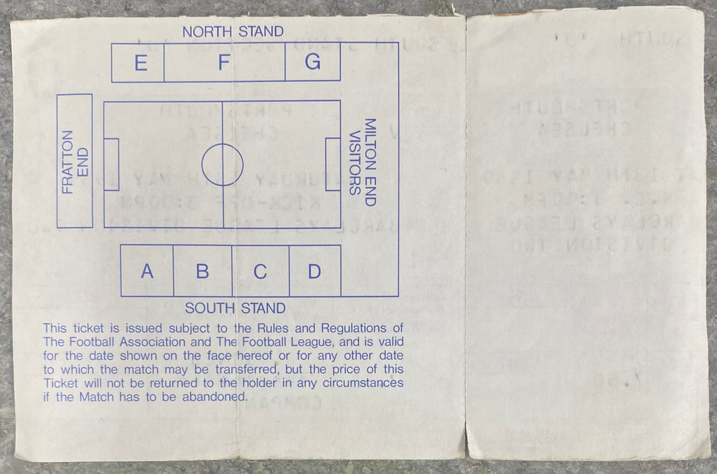 1988/89 ORIGINAL DIVISION 2 UNUSED TICKET PORTSMOUTH V CHELSEA