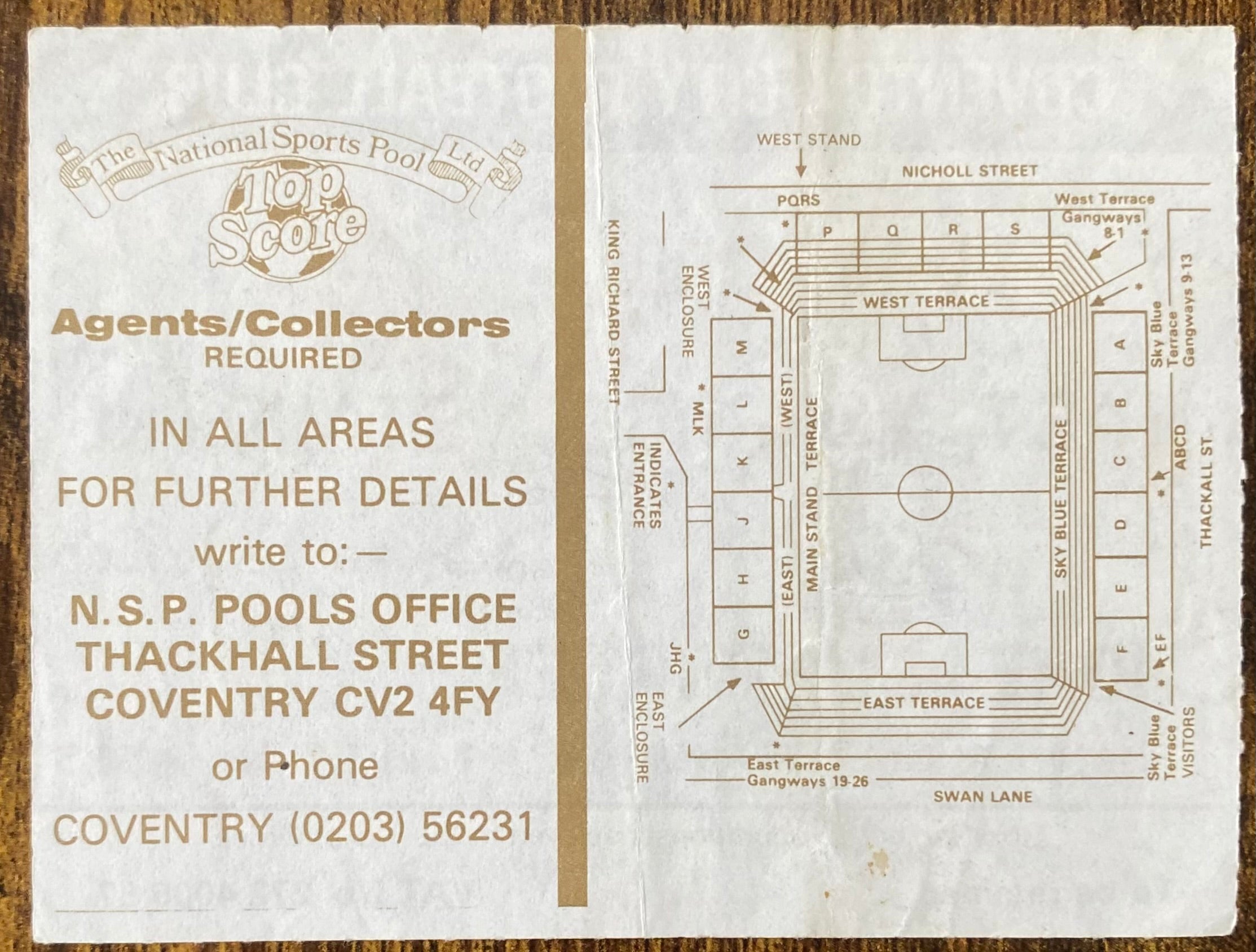 1986/87 ORIGINAL DIVISION 1 TICKET COVENTRY CITY V LIVERPOOL