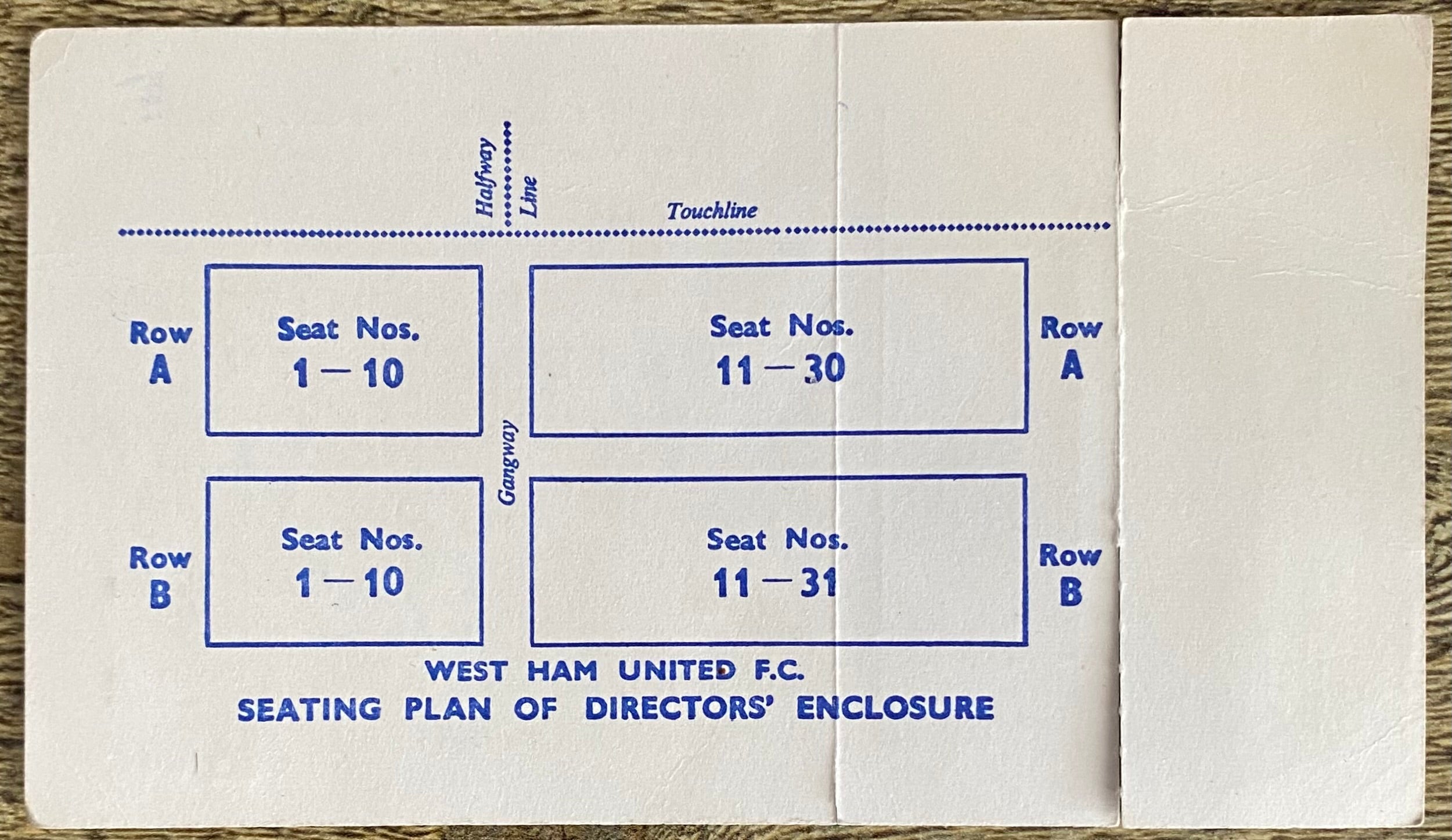 1963/64 ORIGINAL DIVISION ONE DIRECTORS TICKET WEST HAM UNITED V WEST BROMWICH ALBION