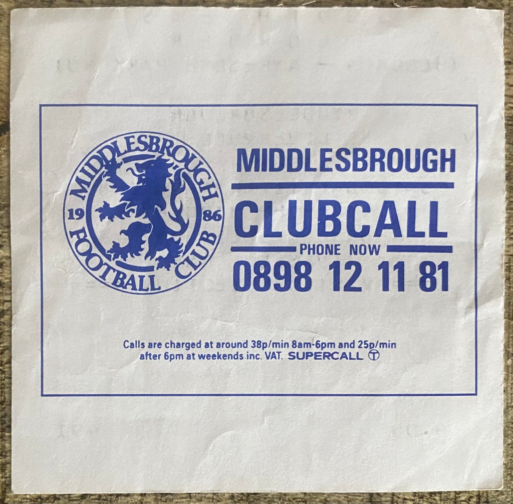 1988/89 ORIGINAL DIVISION ONE TICKET MIDDLESBROUGH V LIVERPOOL