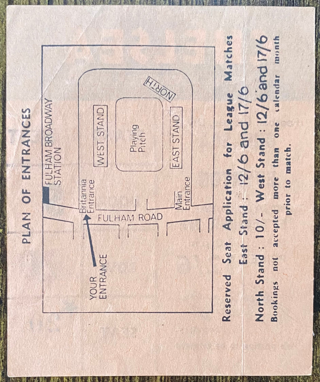 1968/69 ORIGINAL  DIVISION 1 TICKET CHELSEA V EVERTON