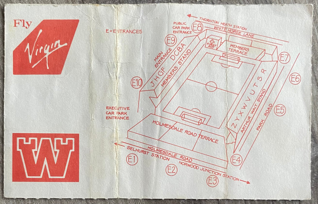 1990/91 ORIGINAL DIVISION 2 TICKET CHARLTON ATHLETIC V WEST HAM UNITED