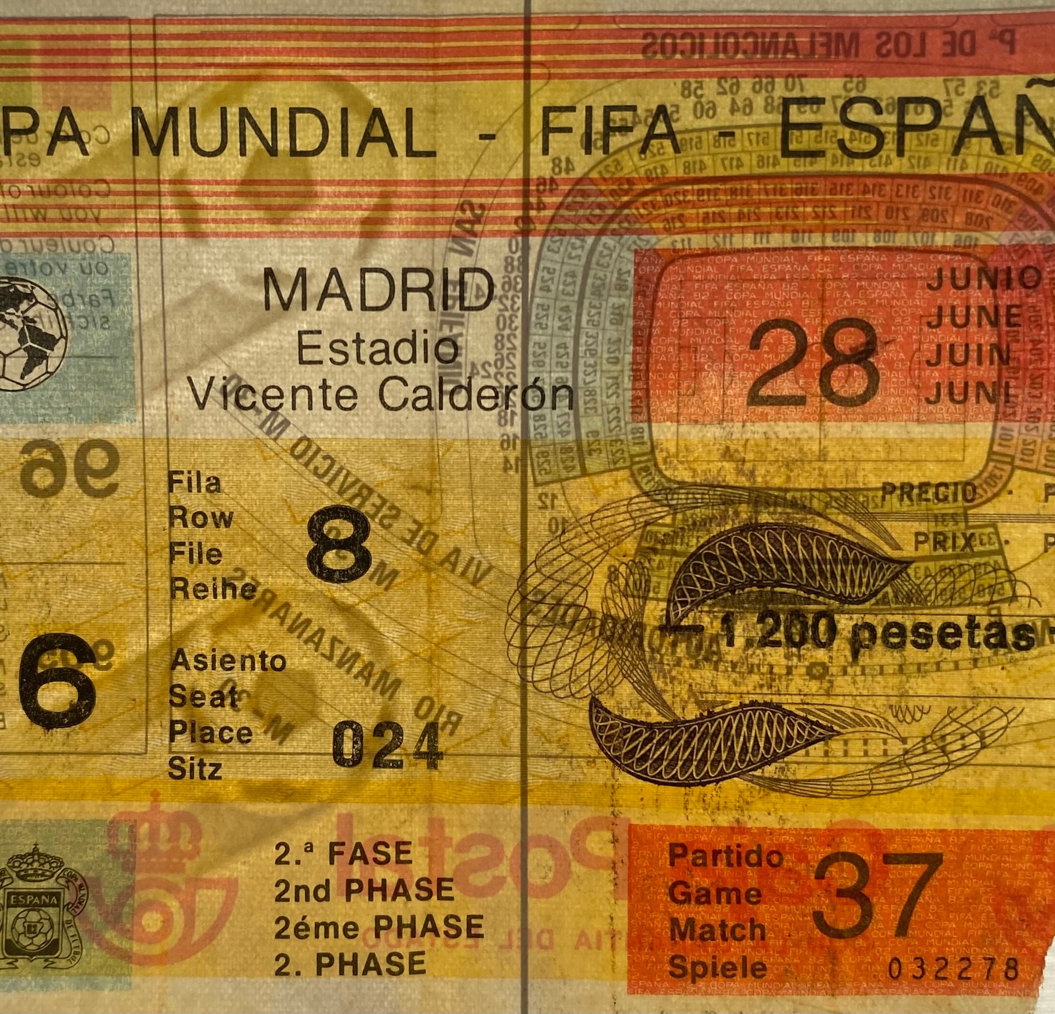 1982 ORIGINAL WORLD CUP 2ND PHASE TICKET AUSTRIA V FRANCE @ MADRID