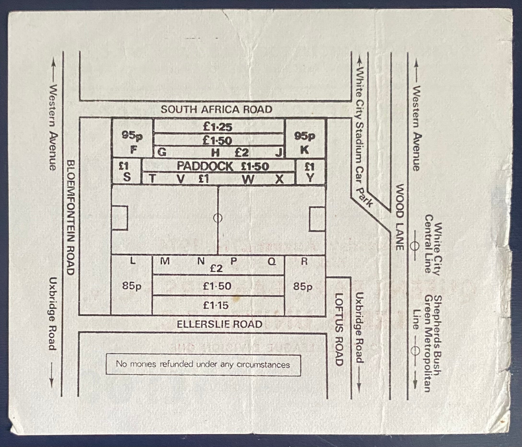 1974/75 ORIGINAL DIVISION 1 TICKET QUEENS PARK RANGERS V LEEDS UNITED