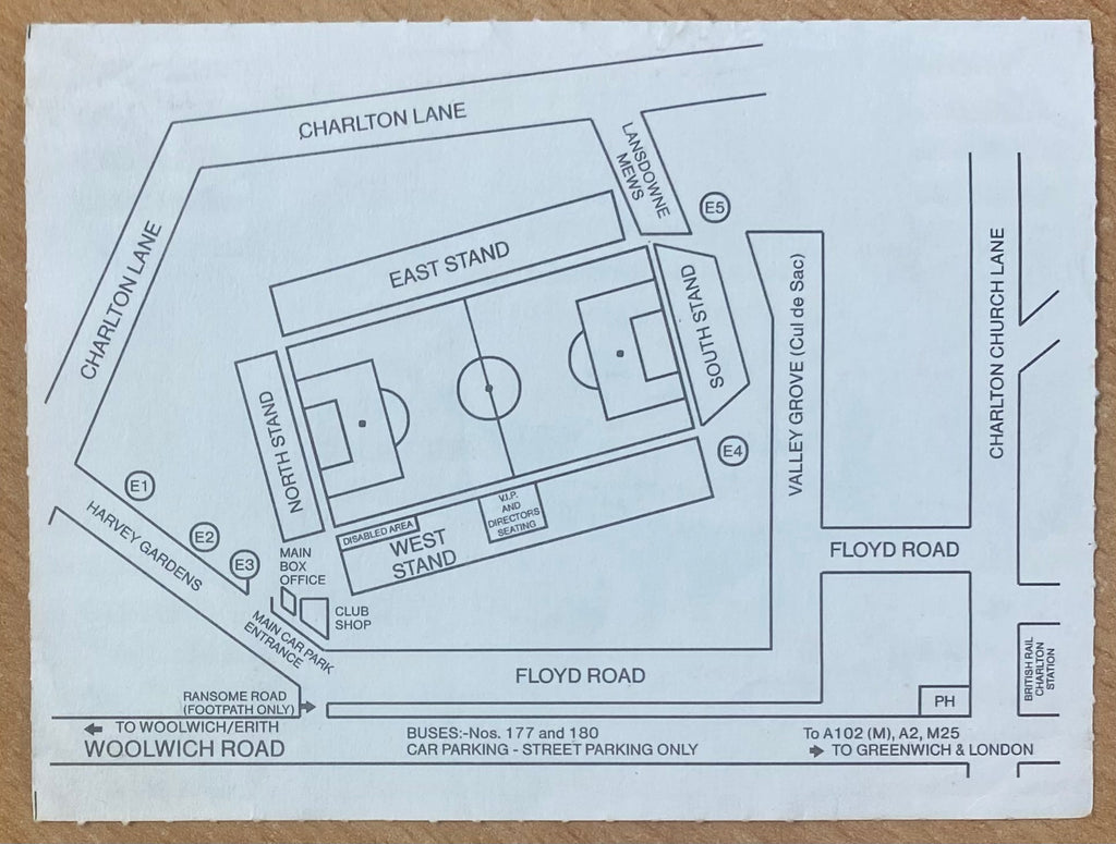 1993/94 ORIGINAL ANGLO ITALIAN CUP TICKET CHARLTON ATHLETIC V PISA