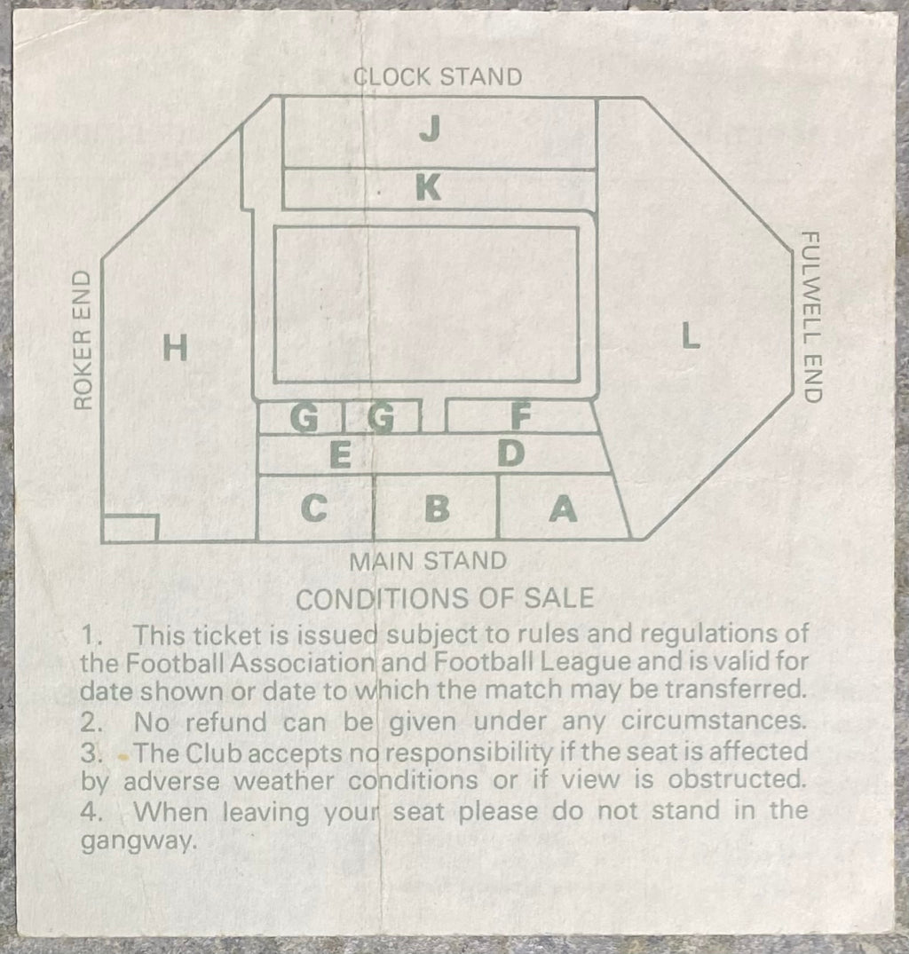 1989/90 ORIGINAL DIVISION TWO TICKET SUNDERLAND V LEEDS UNITED