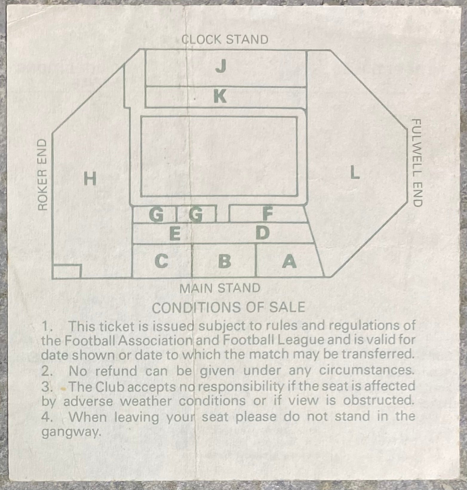 1989/90 ORIGINAL DIVISION TWO TICKET SUNDERLAND V LEEDS UNITED