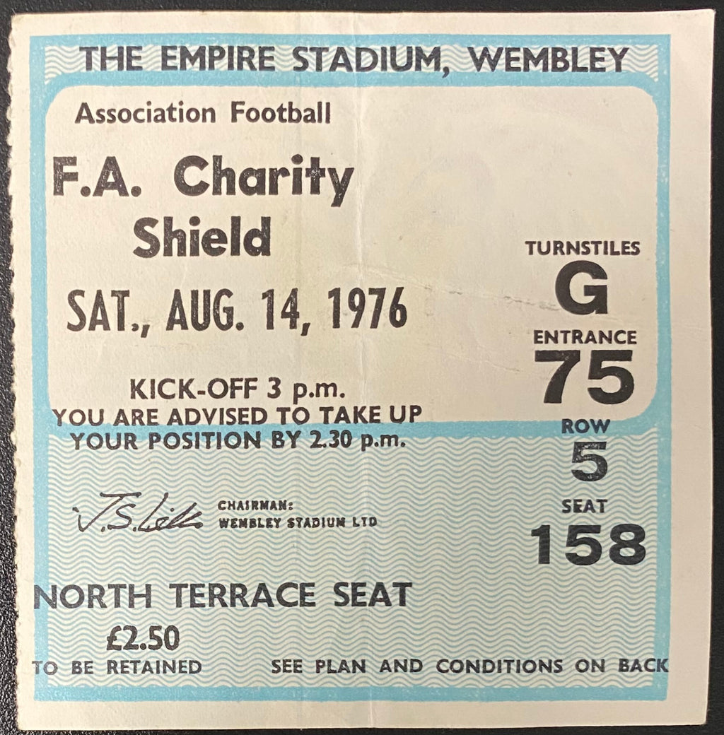 1976 ORIGINAL CHARITY SHIELD TICKET LIVERPOOL V SOUTHAMPTON