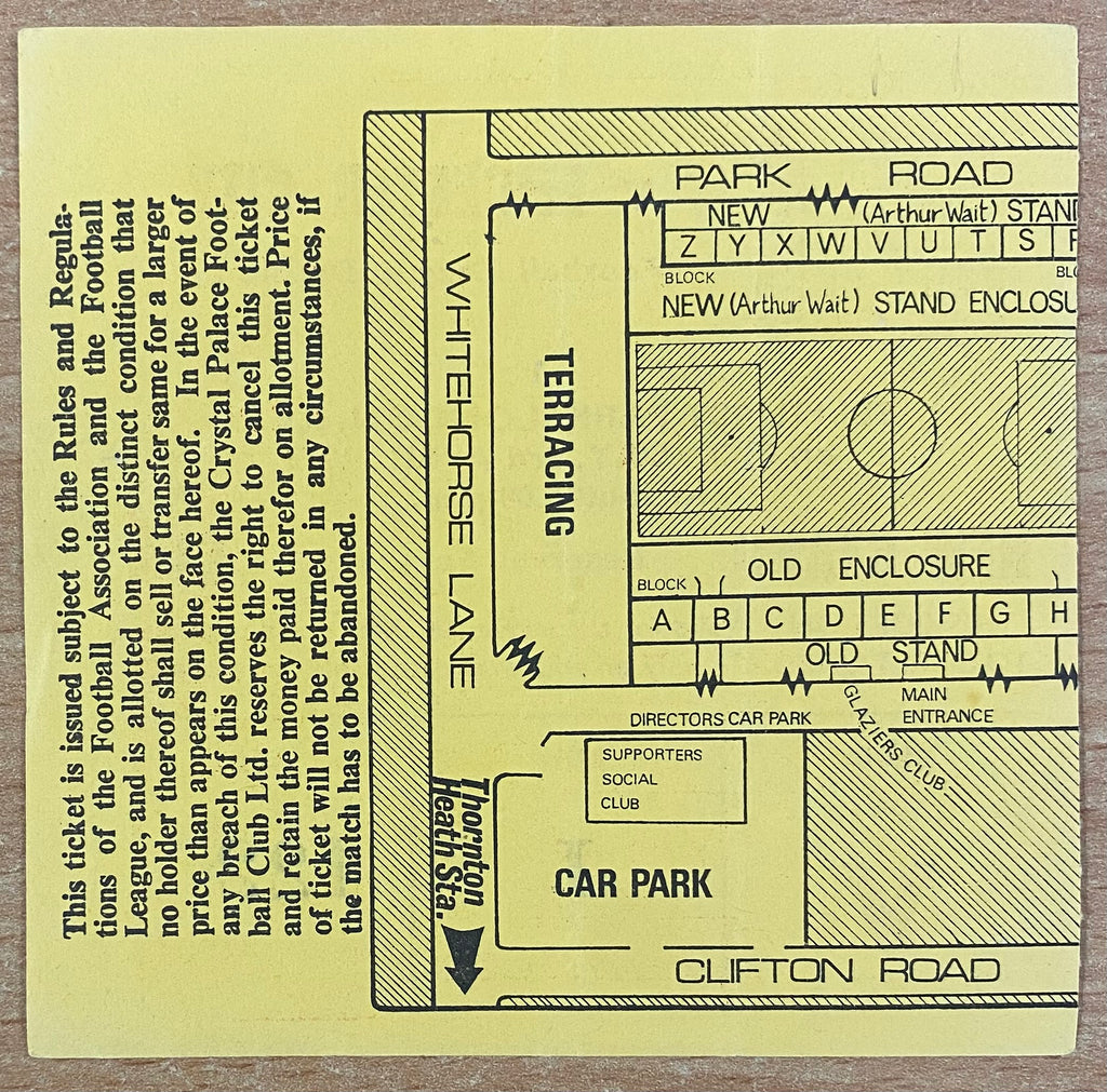 1971/72 ORIGINAL DIVISION 1 TICKET CRYSTAL PALACE V LEICESTER CITY