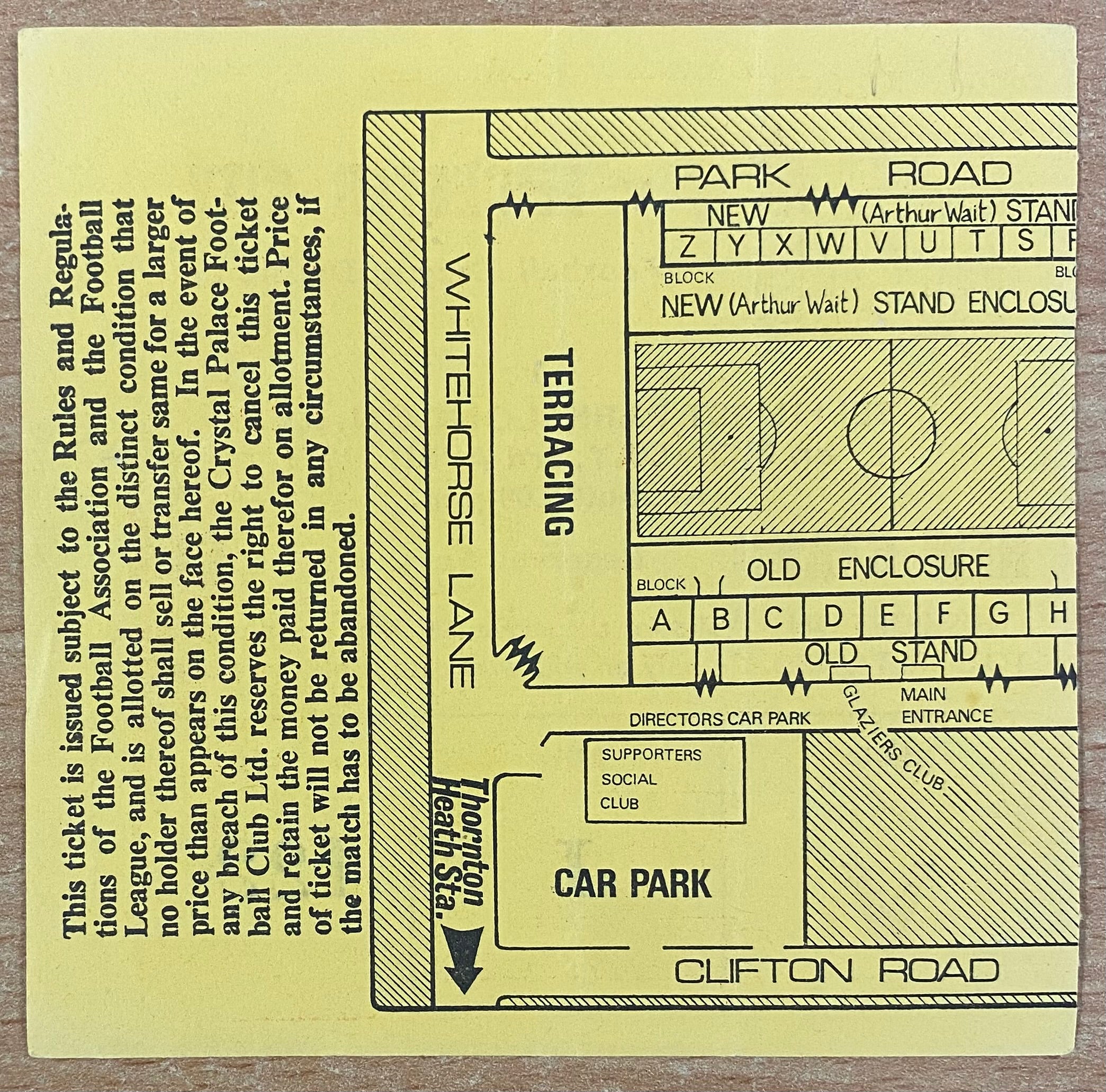 1971/72 ORIGINAL DIVISION 1 TICKET CRYSTAL PALACE V LEICESTER CITY