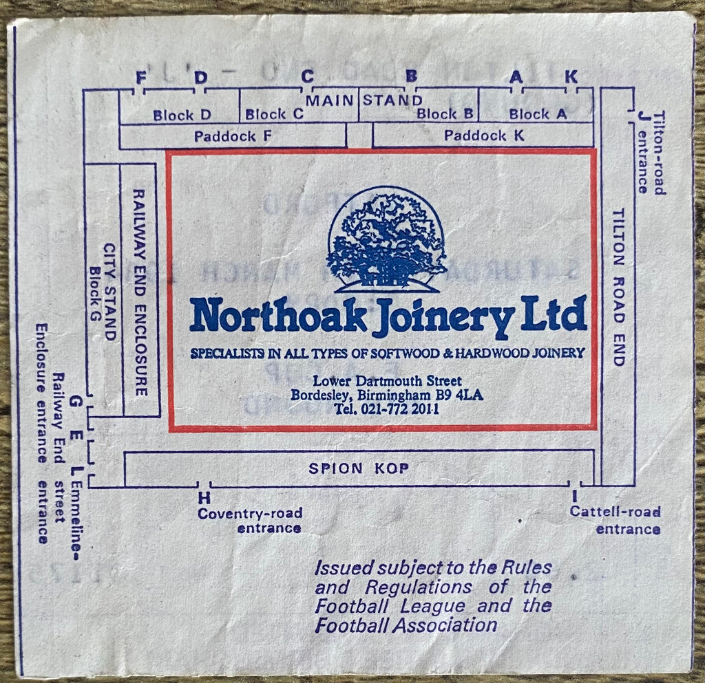 1983/84 ORIGINAL FA CUP 6TH ROUND TICKET BIRMINGHAM CITY V WATFORD