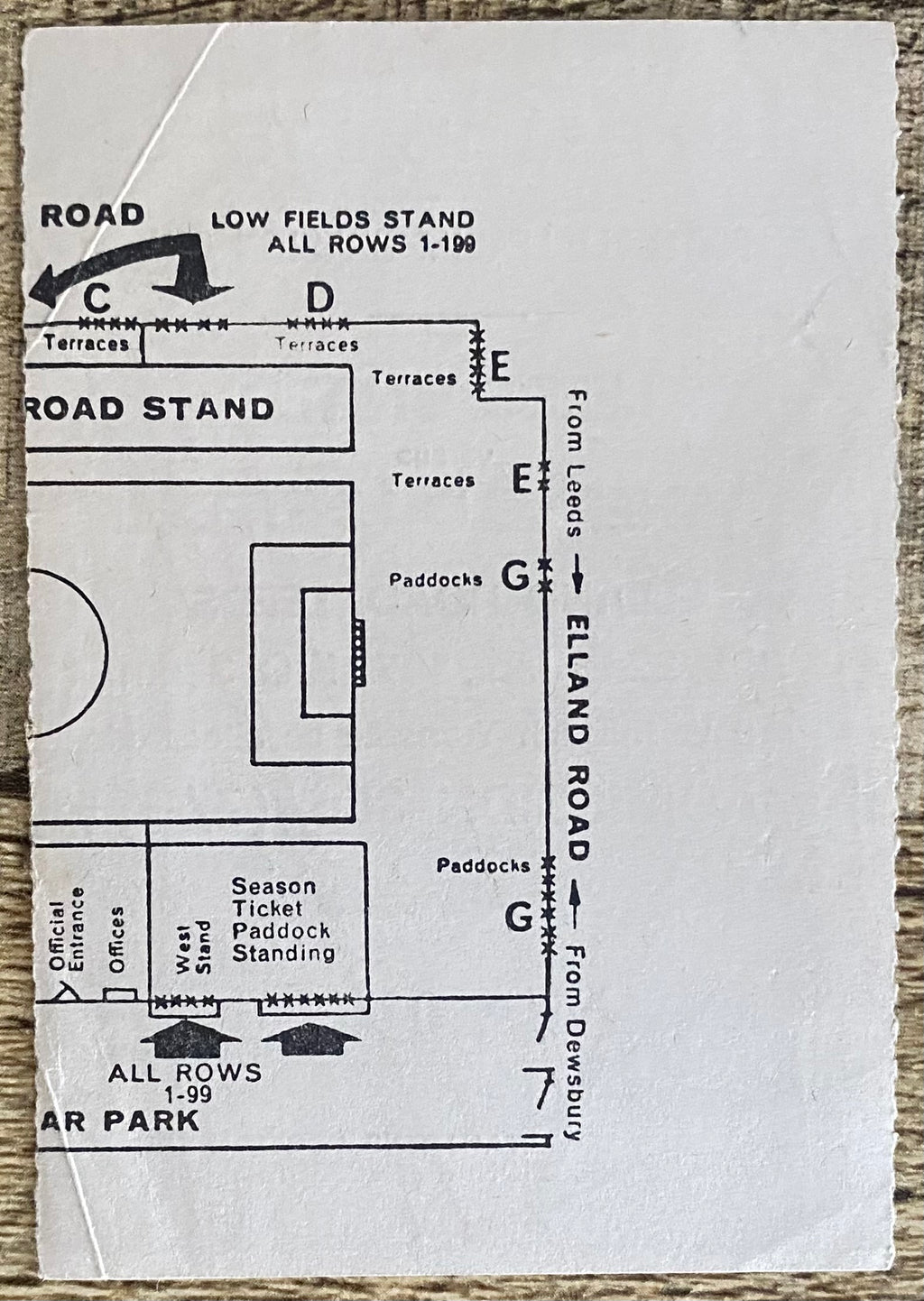 1971/72 ORIGINAL DIVISION ONE TICKET LEEDS UNITED V SHEFFIELD UNITED
