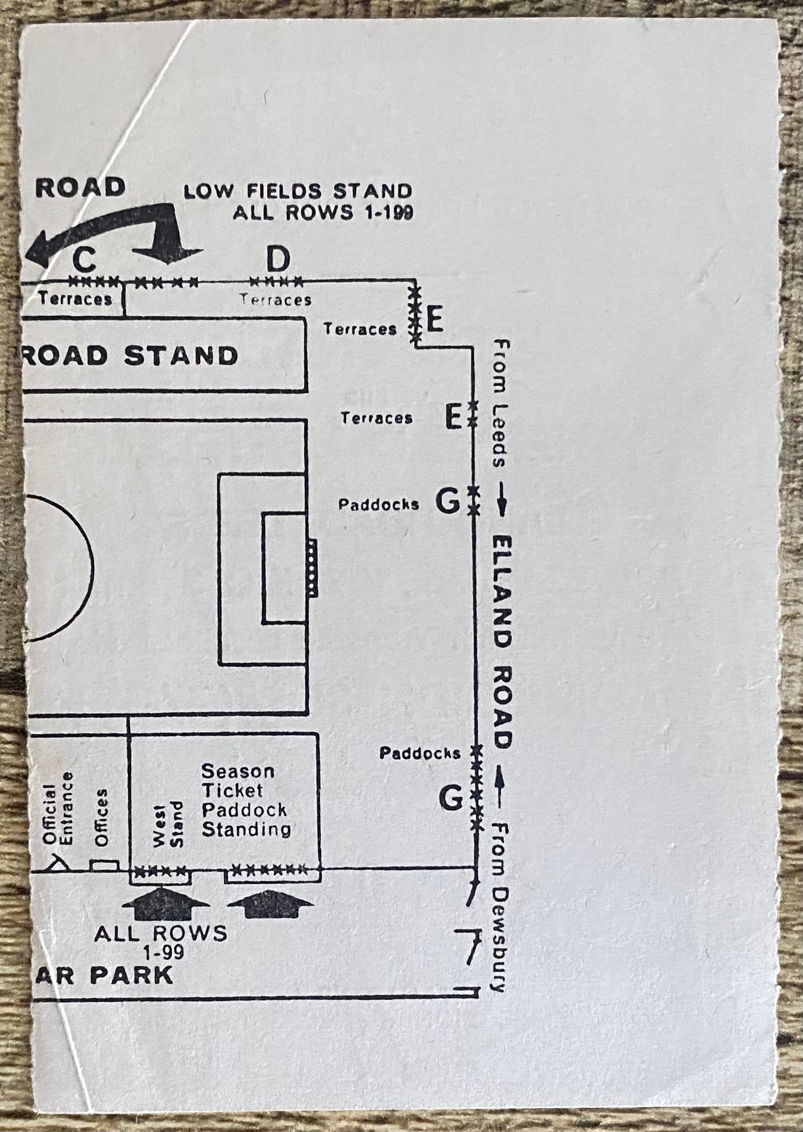 1971/72 ORIGINAL DIVISION ONE TICKET LEEDS UNITED V SHEFFIELD UNITED