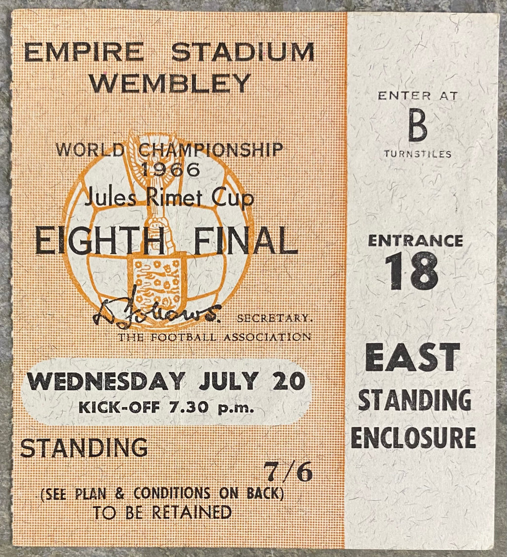 1966 ORIGINAL WORLD CUP 1ST ROUND TICKET ENGLAND V FRANCE @ WEMBLEY