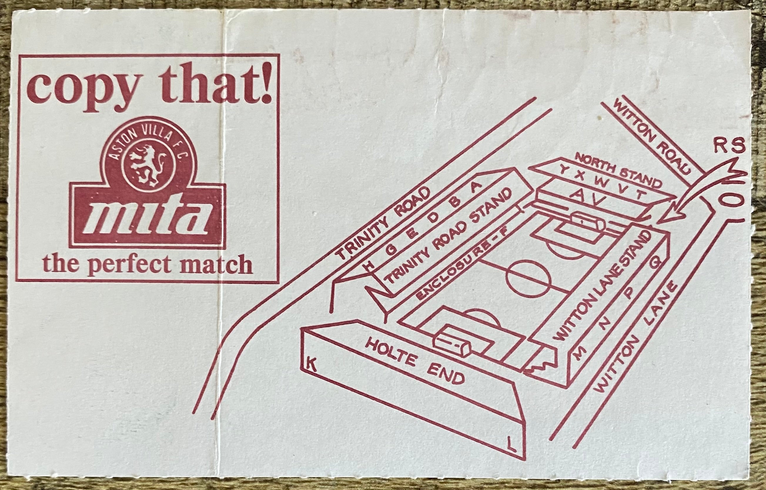 1990/91 ORIGINAL FA CUP 3RD ROUND TICKET ASTON VILLA V WIMBLEDON