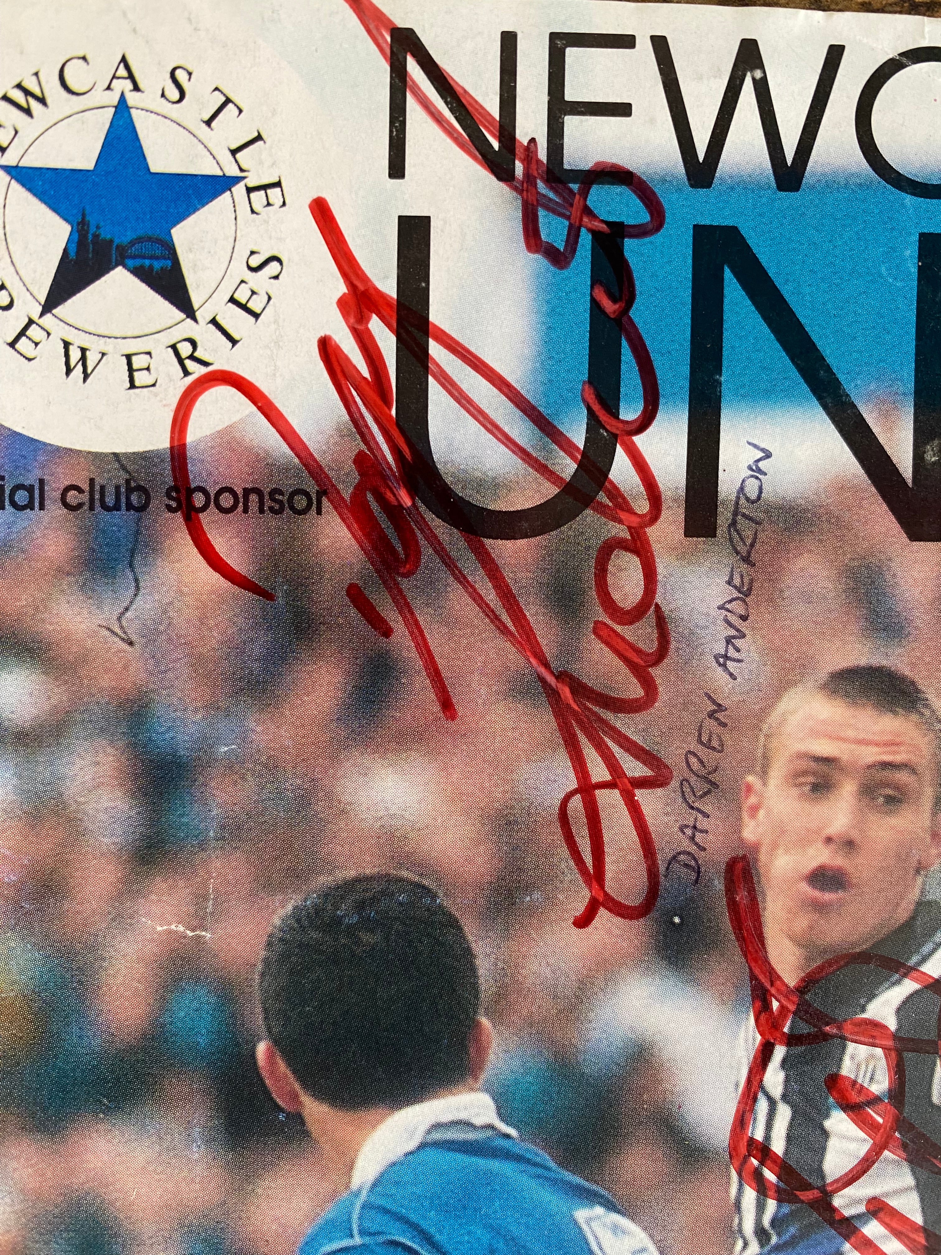 1991/92 ORIGINAL DIVISION 2 SIGNED MATCH PROGRAMME NEWCASTLE UNITED V PORTSMOUTH.(KEEGAN)