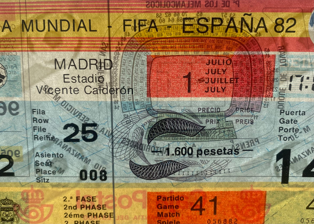 1982 ORIGINAL WORLD CUP 2ND PHASE UNUSED TICKET AUSTRIA V NORTHERN IRELAND @ MADRID