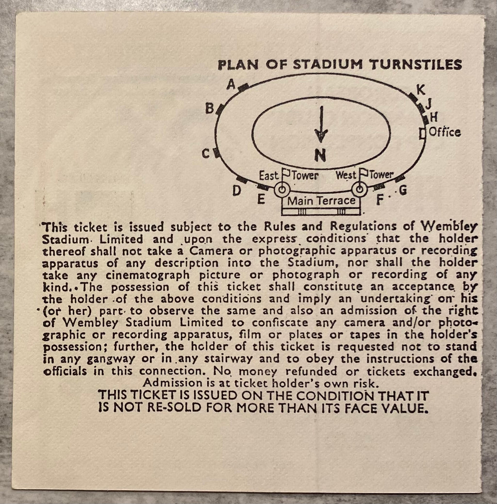 1978 ORIGINAL EUROPEAN CUP FINAL TICKET LIVERPOOL V FC BRUGES @ WEMBLEY