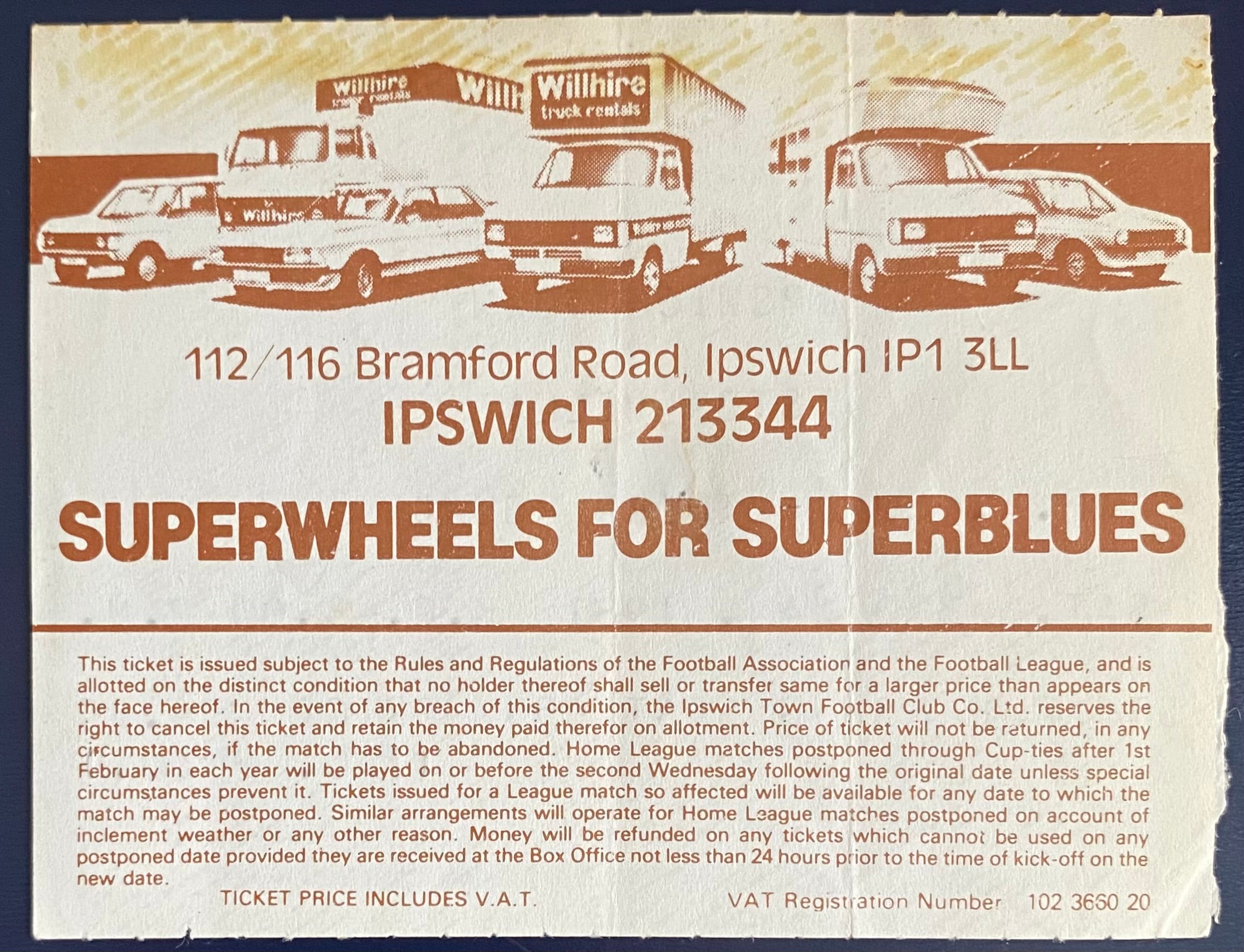 1980/81 ORIGINAL FA CUP 3RD ROUND TICKET IPSWICH TOWN V ASTON VILLA