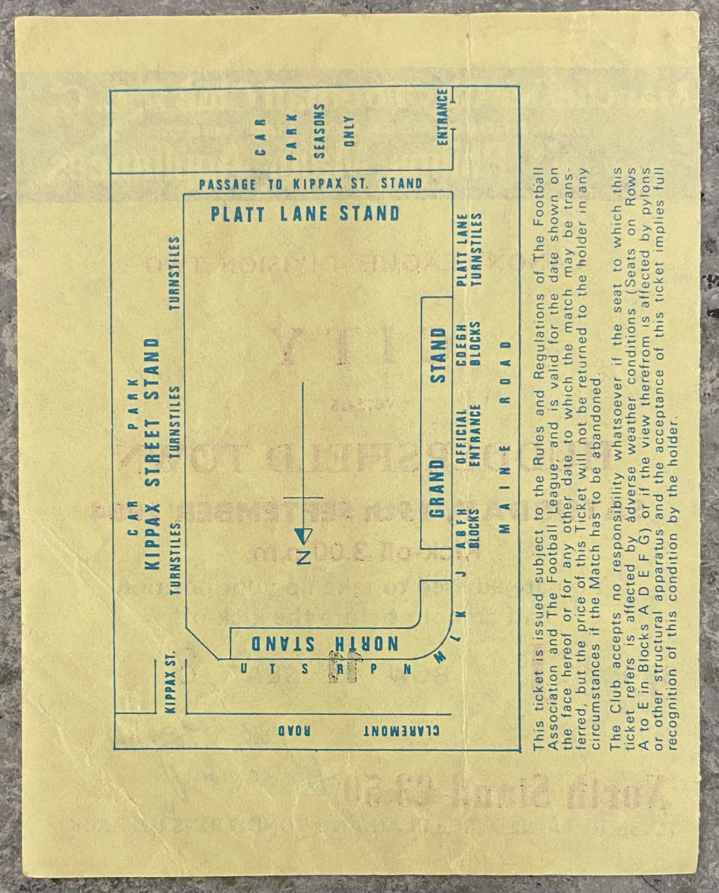 1984/85 ORIGINAL DIVISION 2 TICKET MANCHESTER CITY V HUDDERSFIELD TOWN
