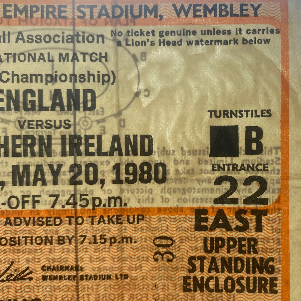 1980 ORIGINAL BRITISH HOME INTERNATIONAL CHAMPIONSHIPS TICKET ENGLAND V NORTHERN IRELAND
