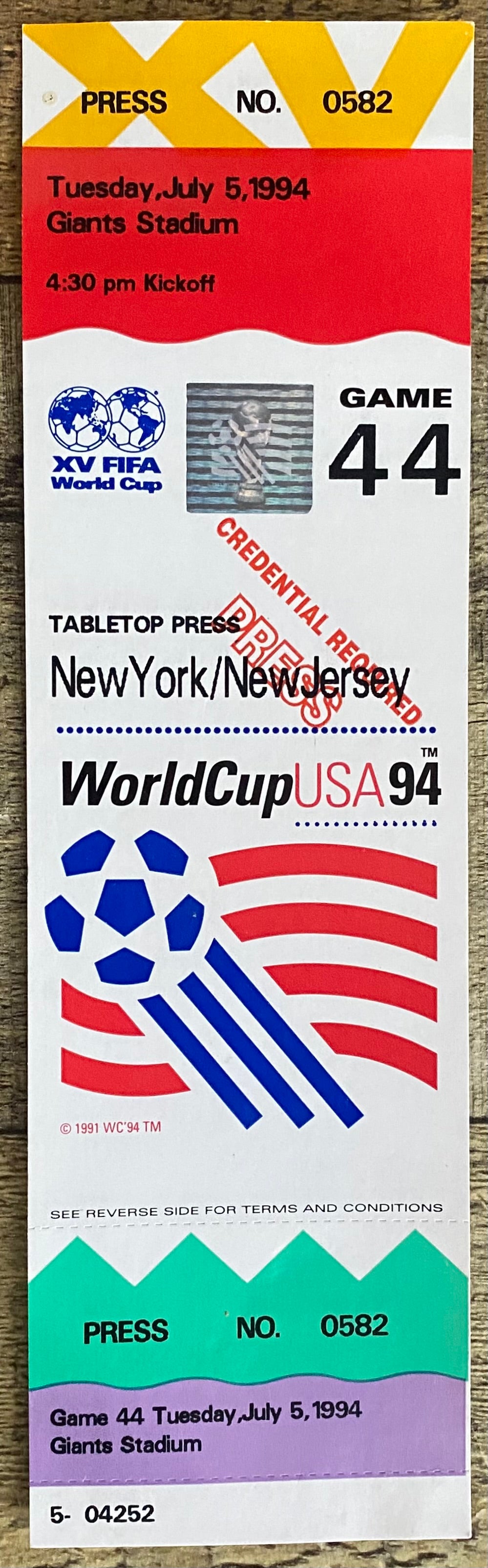 1994 ORIGINAL WORLD CUP UNUSED TICKET MEXICO V BULGARIA @ EAST RUTHERFORD