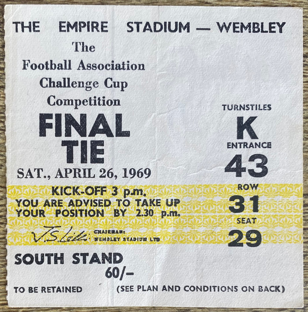 1969 ORIGINAL FA CUP FINAL TICKET LEICESTER CITY V MANCHESTER CITY
