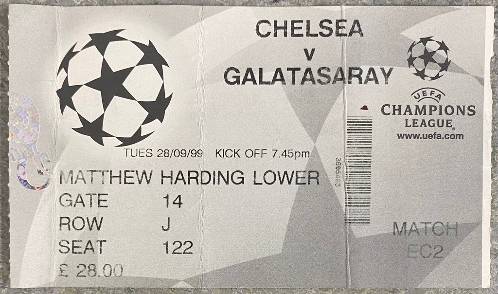 1999/2000 ORIGINAL CHAMPIONS LEAGUE GROUP H TICKET CHELSEA V GALATASARAY