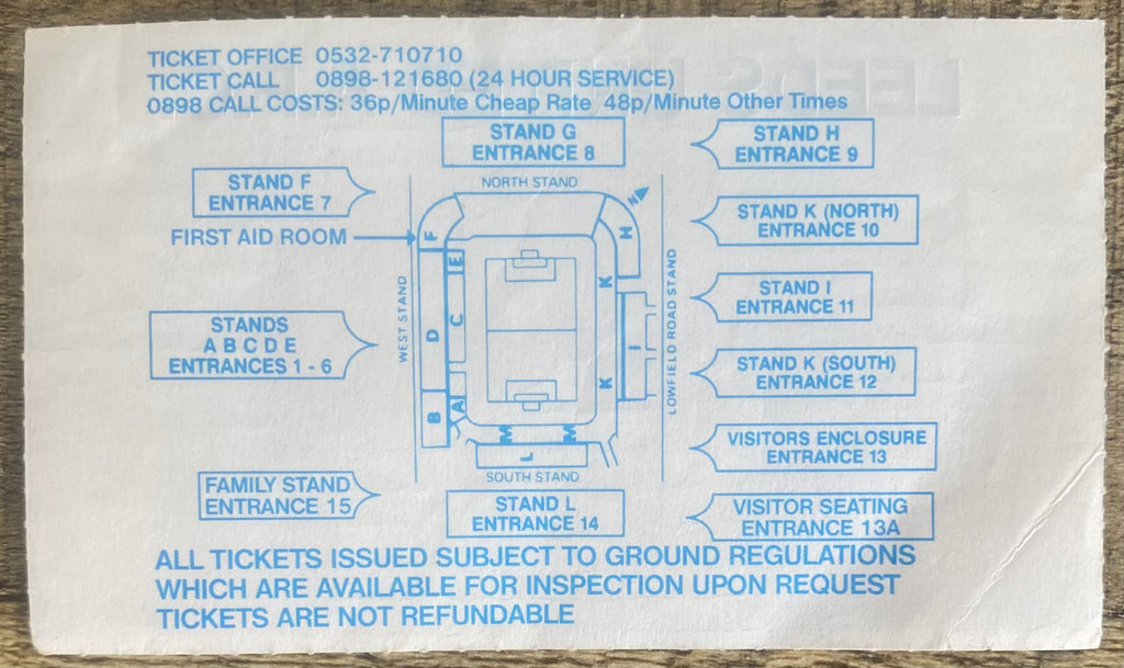 1992/93 ORIGINAL FA CUP 3RD ROUND TICKET LEEDS UNITED V CHARLTON ATHLETIC