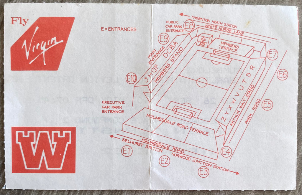 1990/91 ORIGINAL RUMBELOWS CUP ROUND 2ND ROUND 1ST LEG TICKET CHARLTON ATHLETIC V LEYTON ORIENT