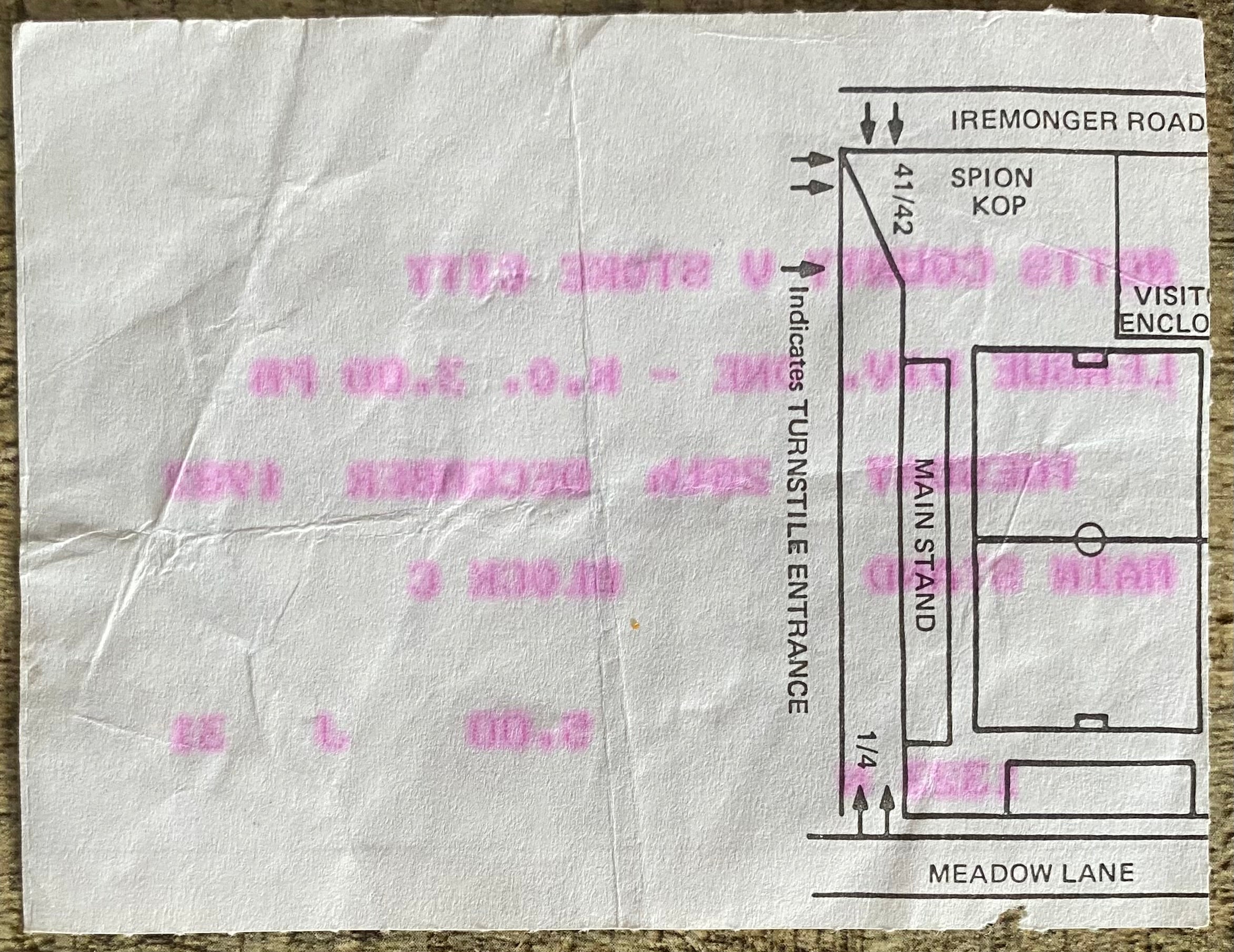 1982/83 ORIGINAL DIVISION 1 TICKET NOTTS COUNTY V STOKE CITY