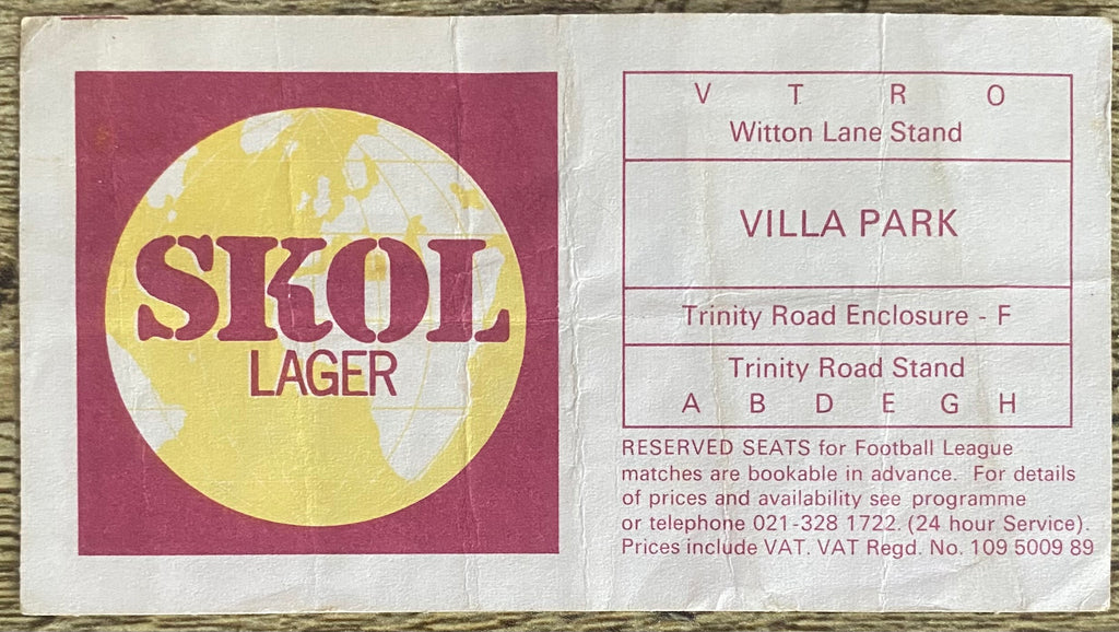 1976/77 ORIGINAL LEAGUE CUP 3RD ROUND TICKET ASTON VILLA V NORWICH CITY
