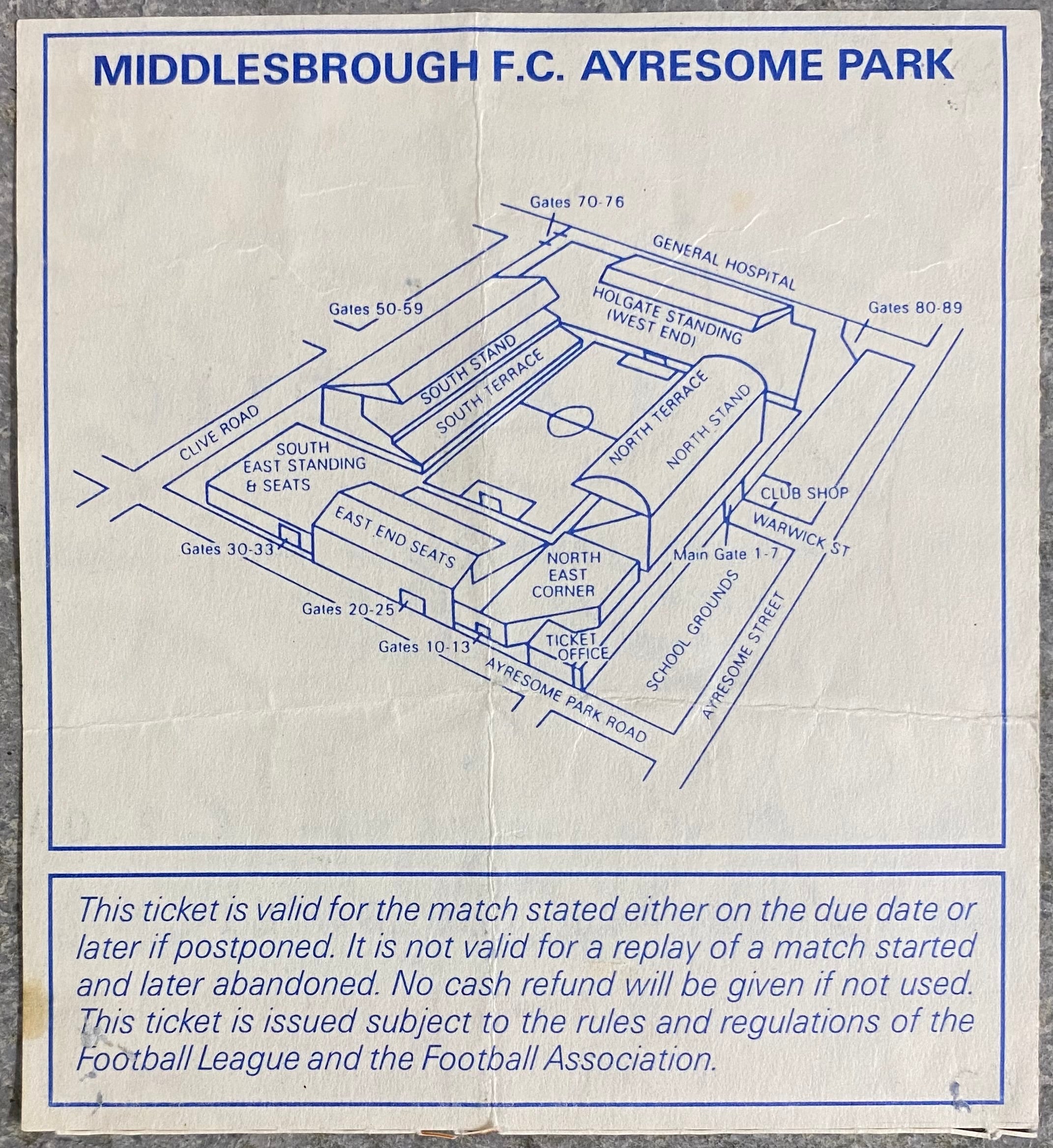1992/93 ORIGINAL PREMIER LEAGUE TICKET MIDDLESBROUGH V OLDHAM ATHLETIC