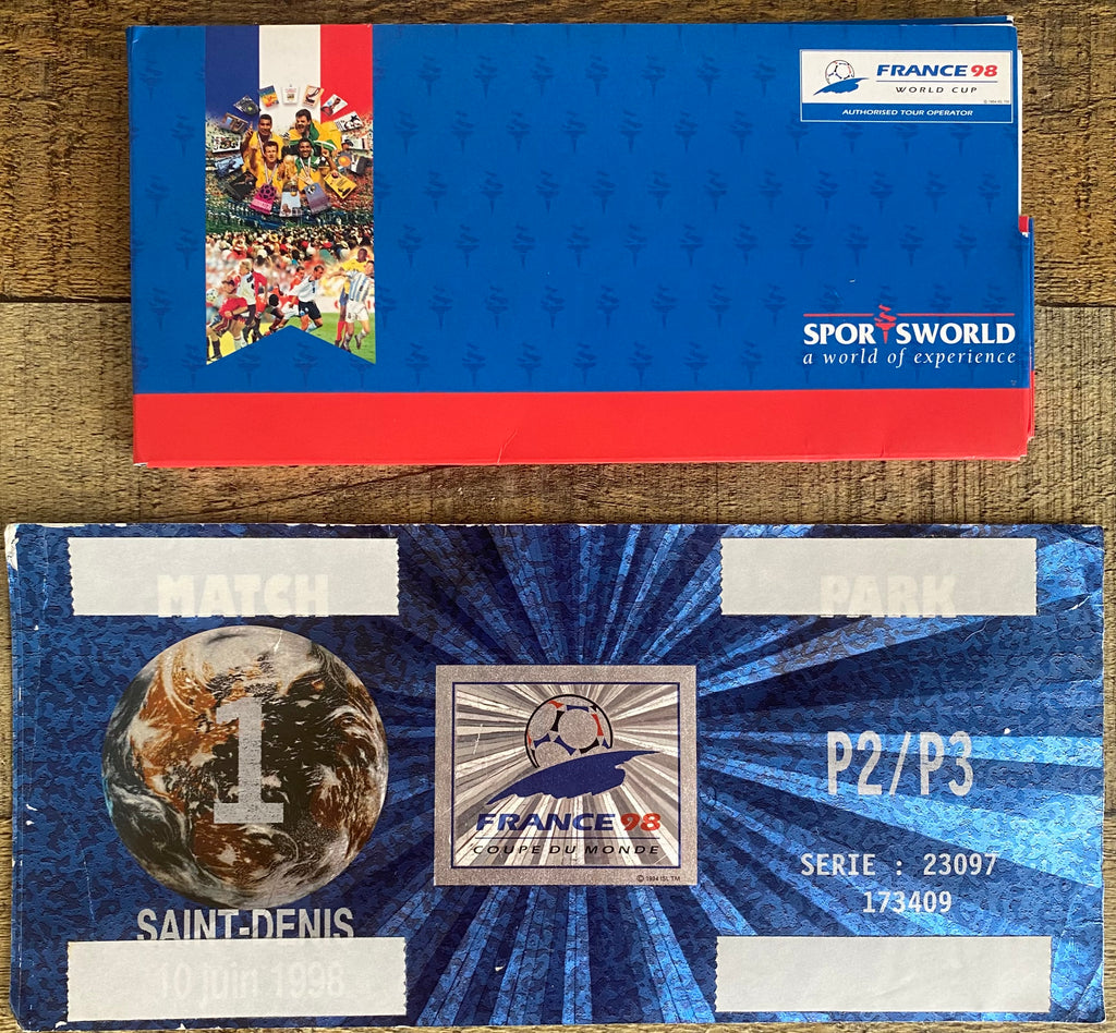 1998 ORIGINAL WORLD CUP 1ST ROUND UNUSED STADIUM CAR PARK TICKET SCOTLAND V BRAZIL @ PARIS